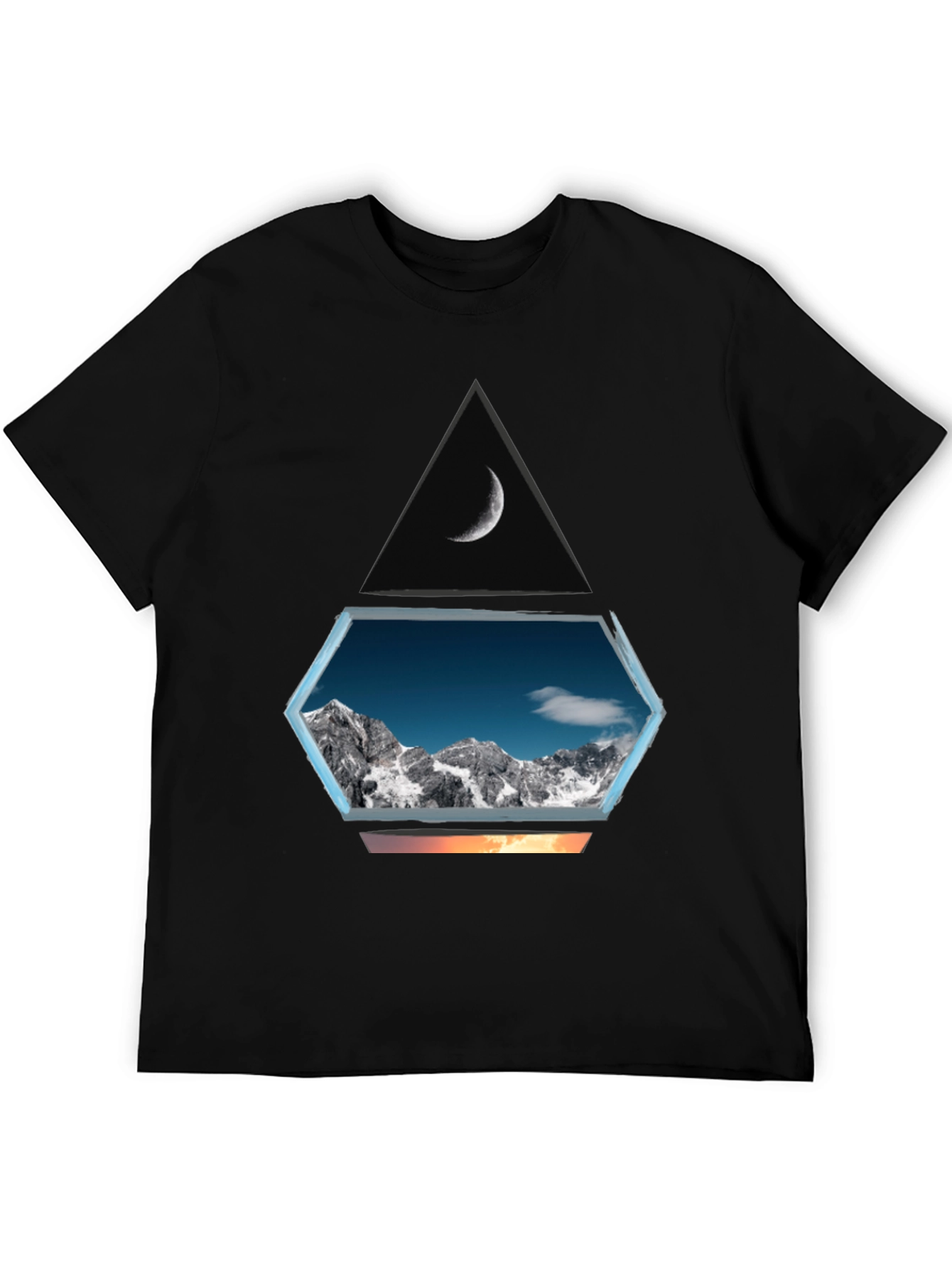 Black Mountainscape Graphic Tee - Black Cotton Blend view 5