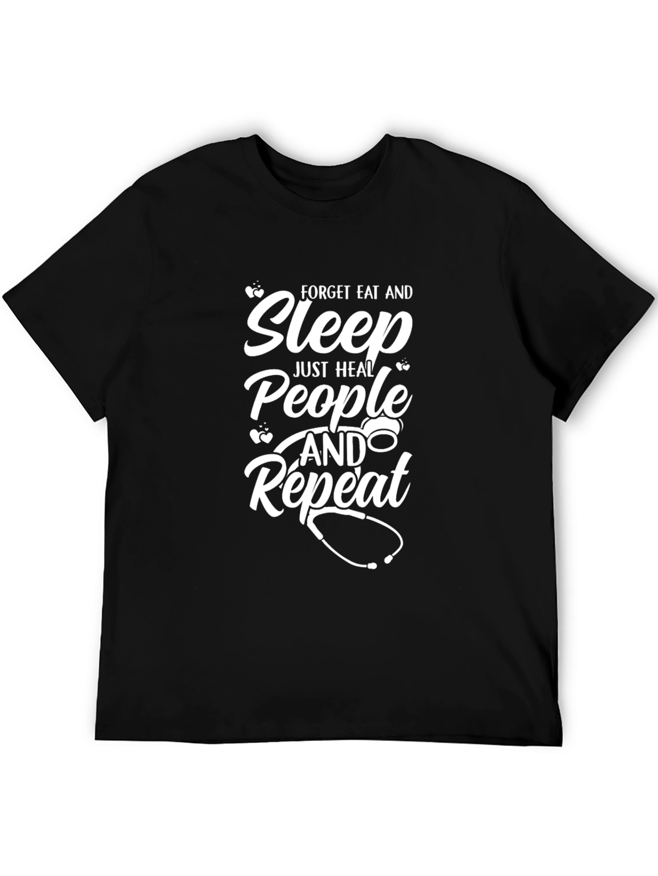Black Forget Eat & Sleep, Heal People Repeat Tee view 5