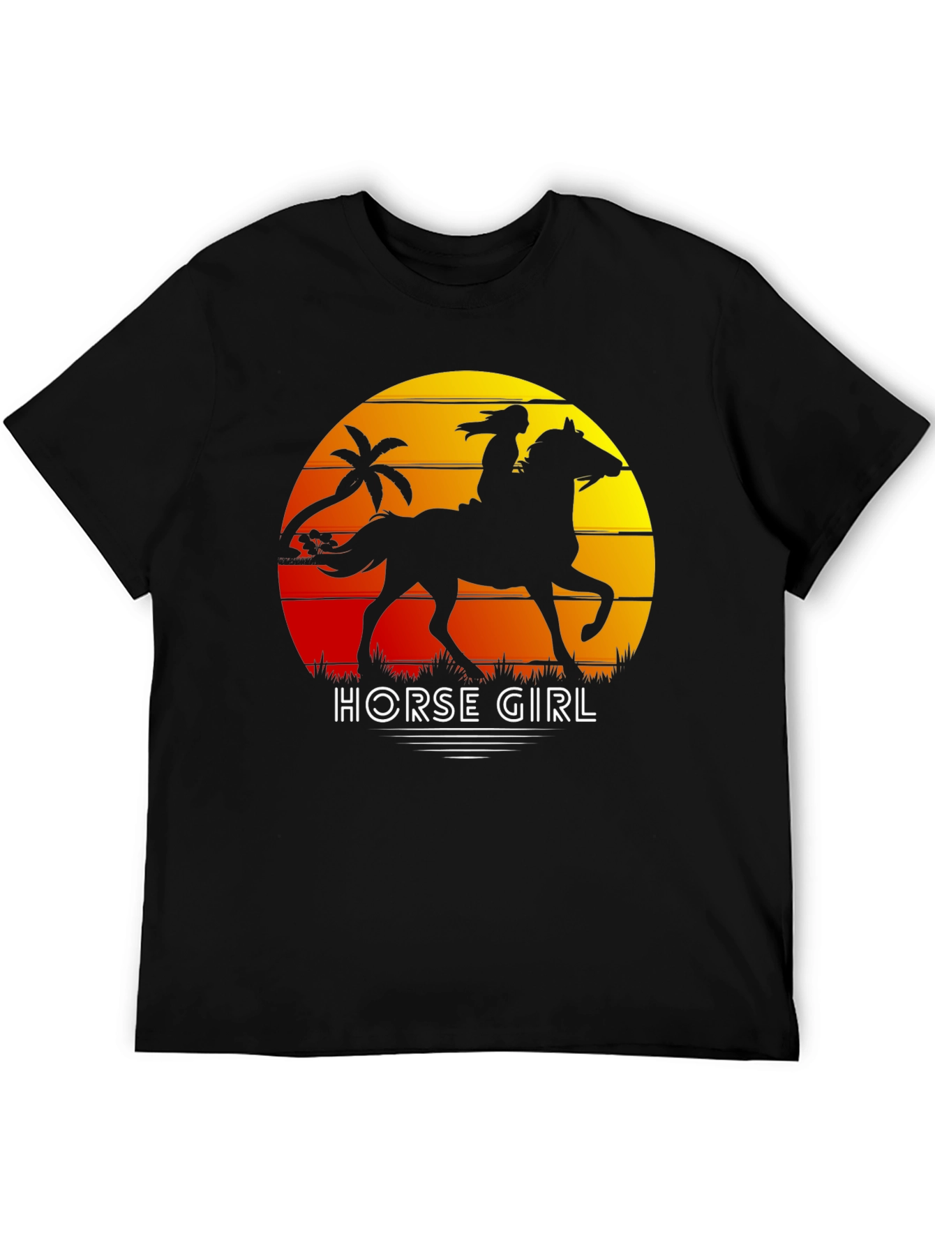 Black Horse Girl Sunset Graphic Tee view 5