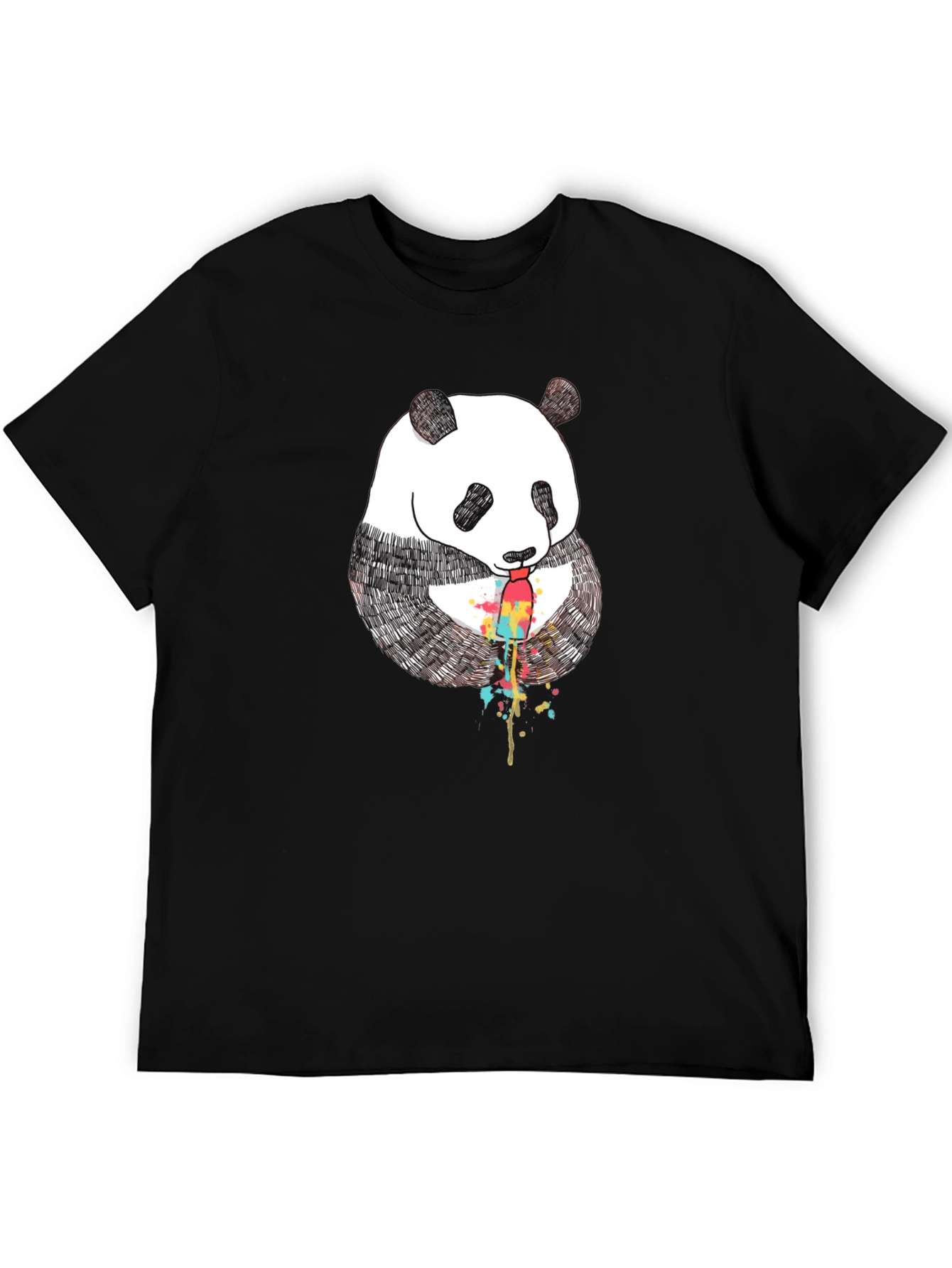 Black Panda Popsicle Graphic Tee - Black Cotton T-Shirt view 5