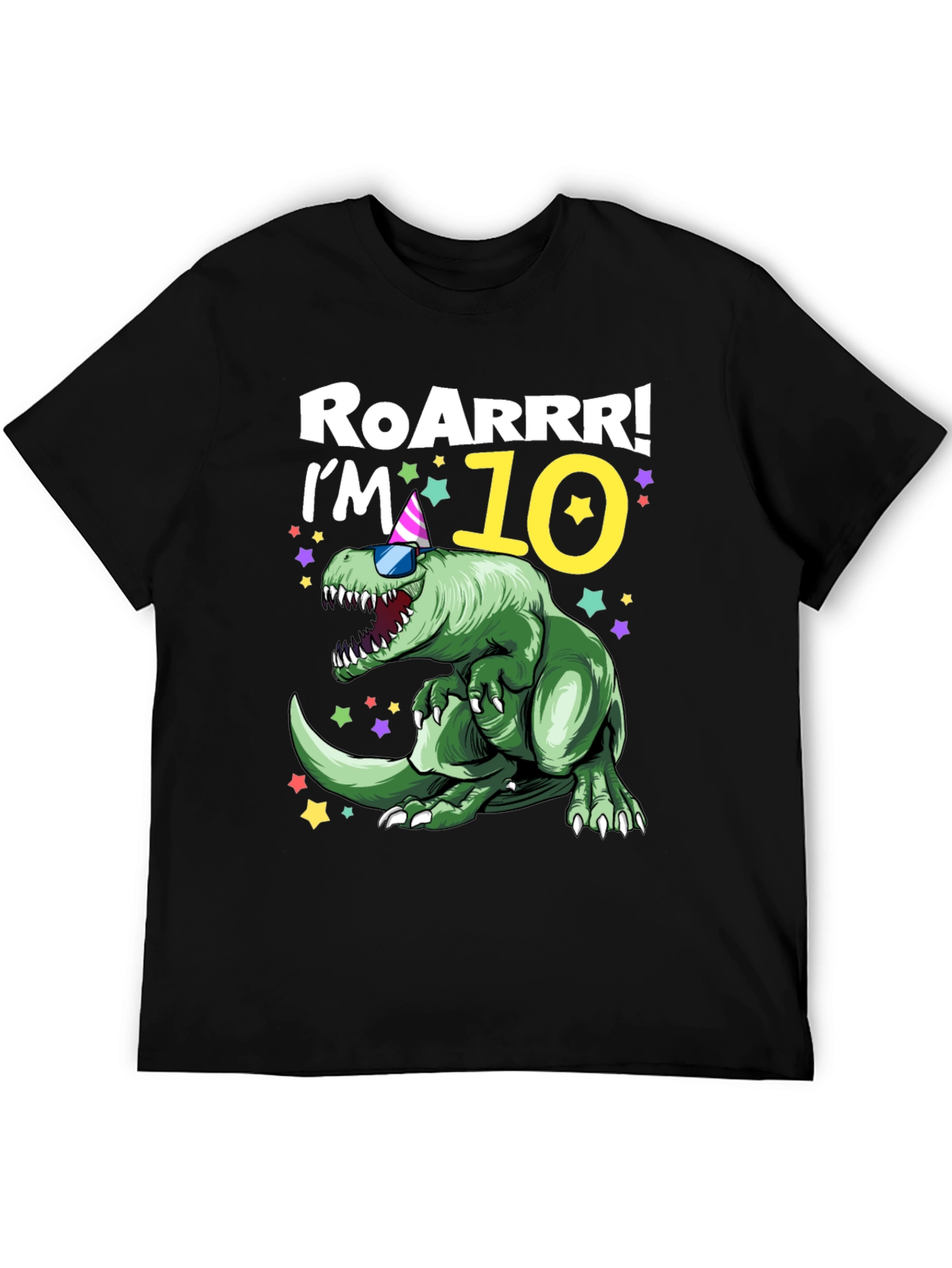 Black Roarrr! I'm 10 Dinosaur T-Shirt view 5