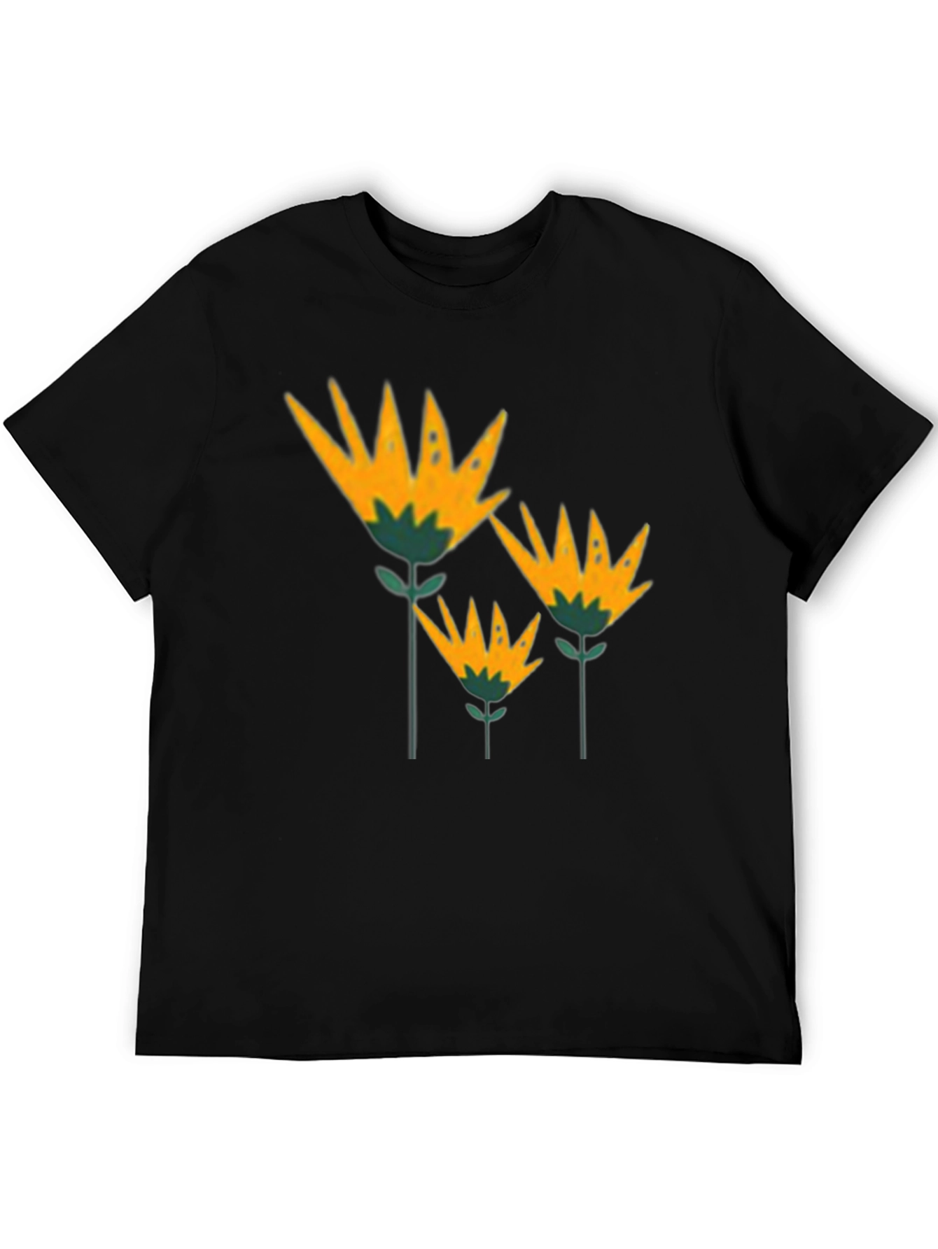 Black Floral T-Shirt - Stylish Botanical Design view 5