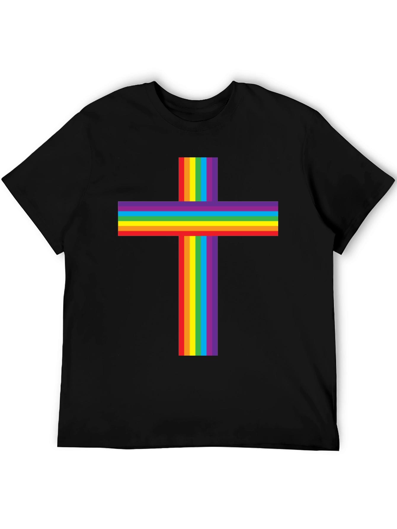 Black Rainbow Cross Graphic Tee - Pride & Faith view 5