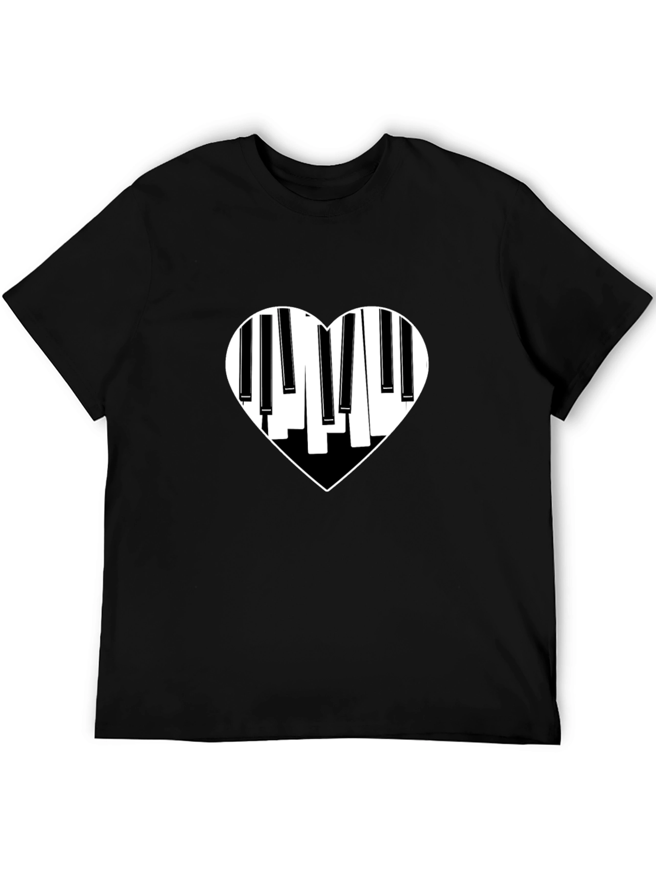 Black Piano Heart Graphic Tee - Black view 5
