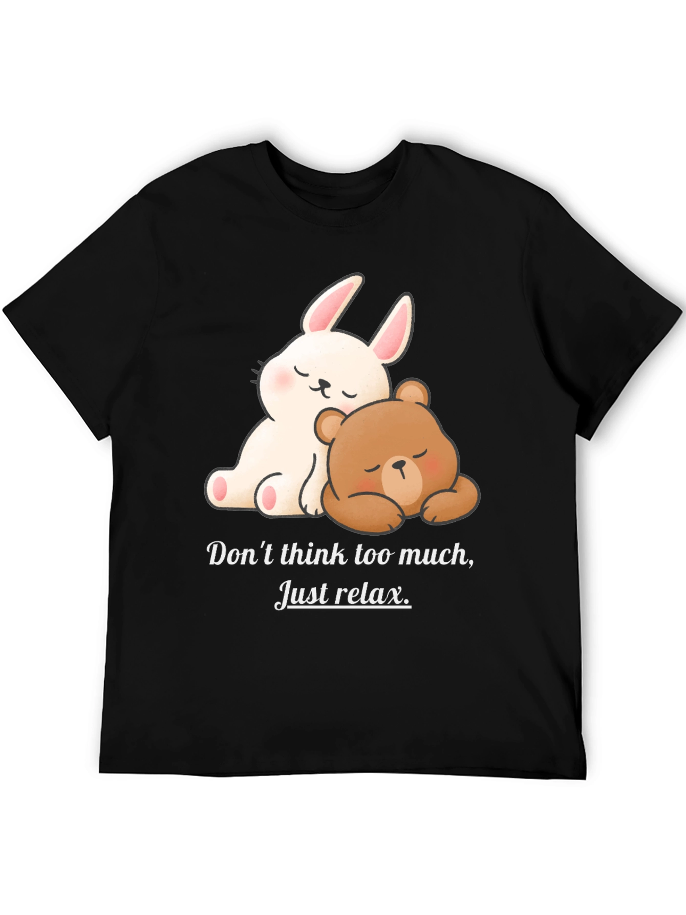 Black Relaxed Bear & Bunny Graphic Tee view 5