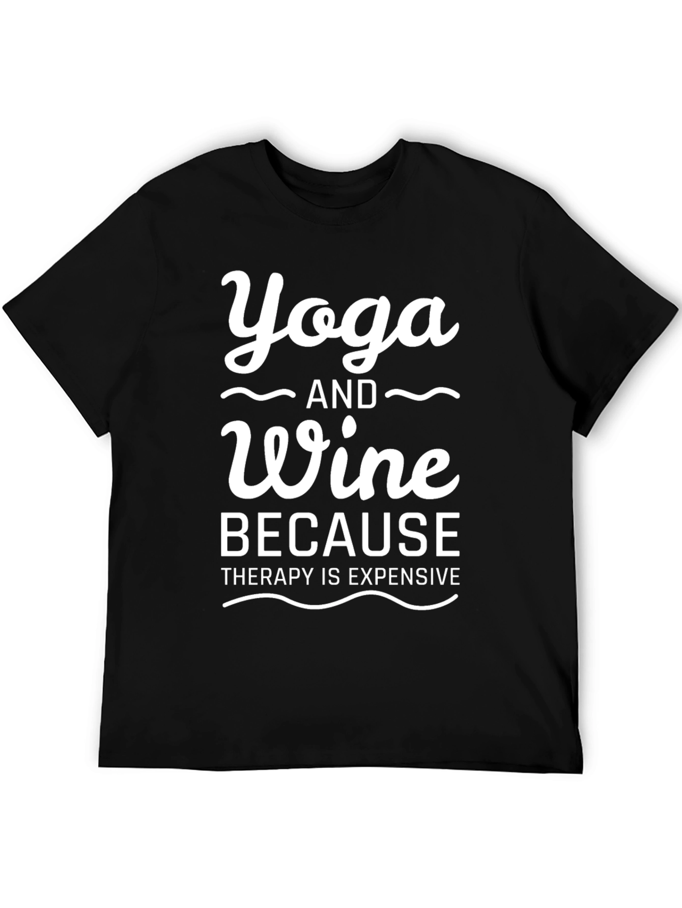 Black Yoga and Wine Funny Graphic T-Shirt view 5