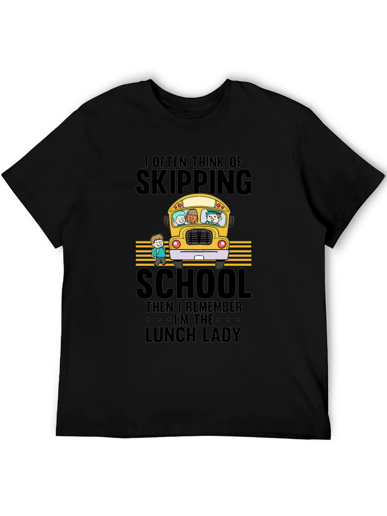 Black Lunch Lady School Bus T-Shirt view 5