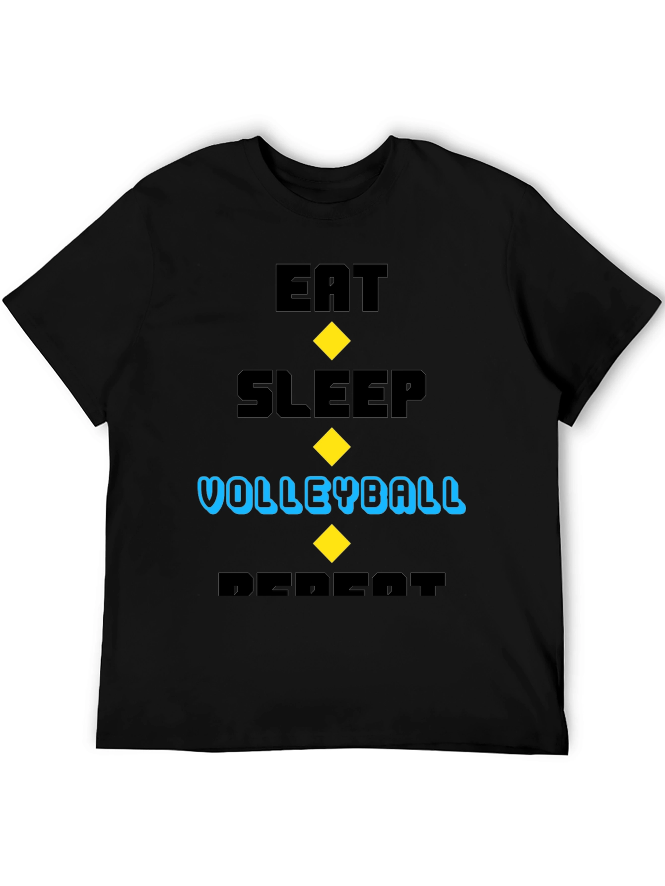 Black Eat Sleep Volleyball Repeat Black T-Shirt view 5