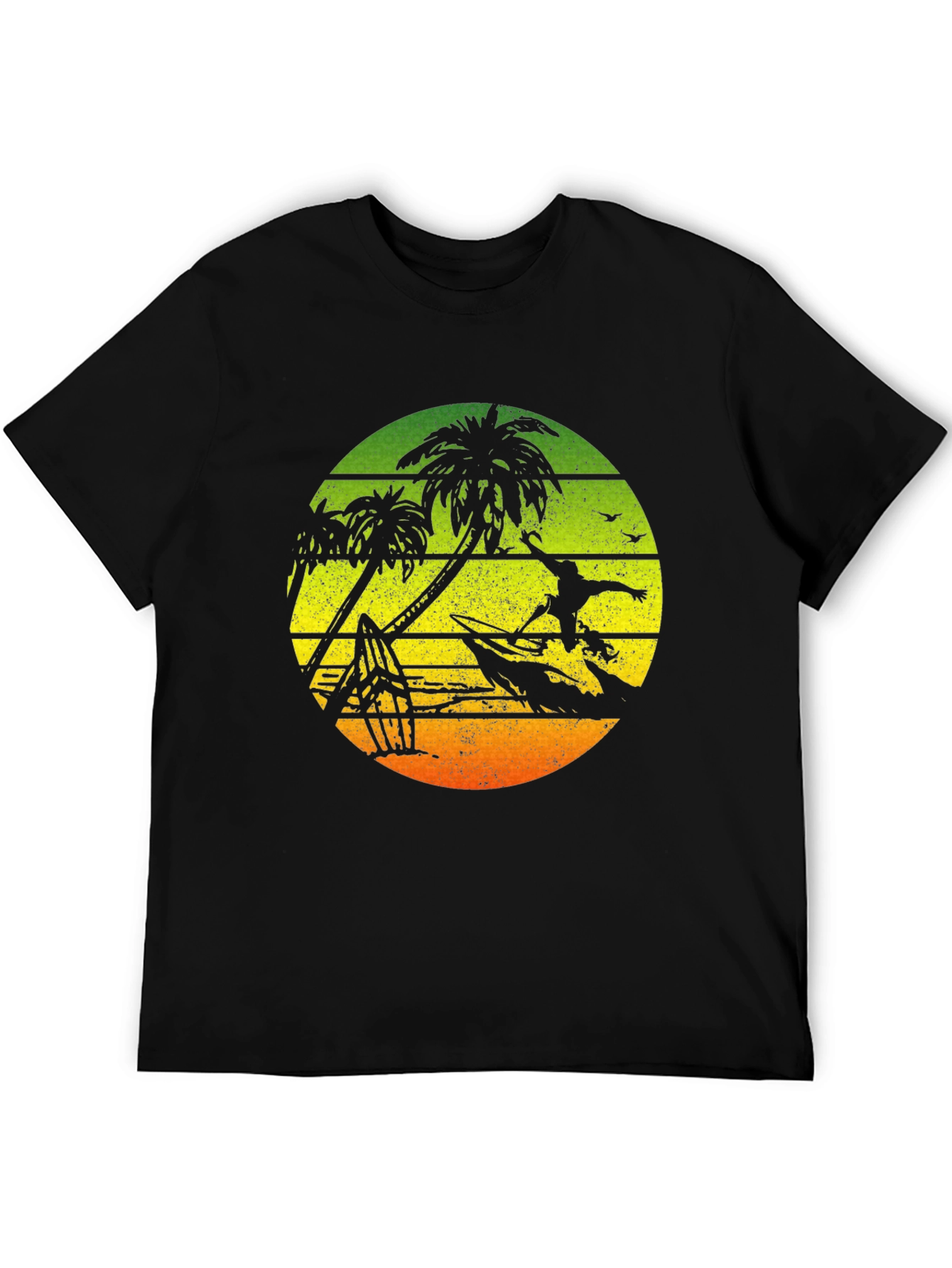 Black Surfing Palm Tree Graphic T-Shirt - Black view 5