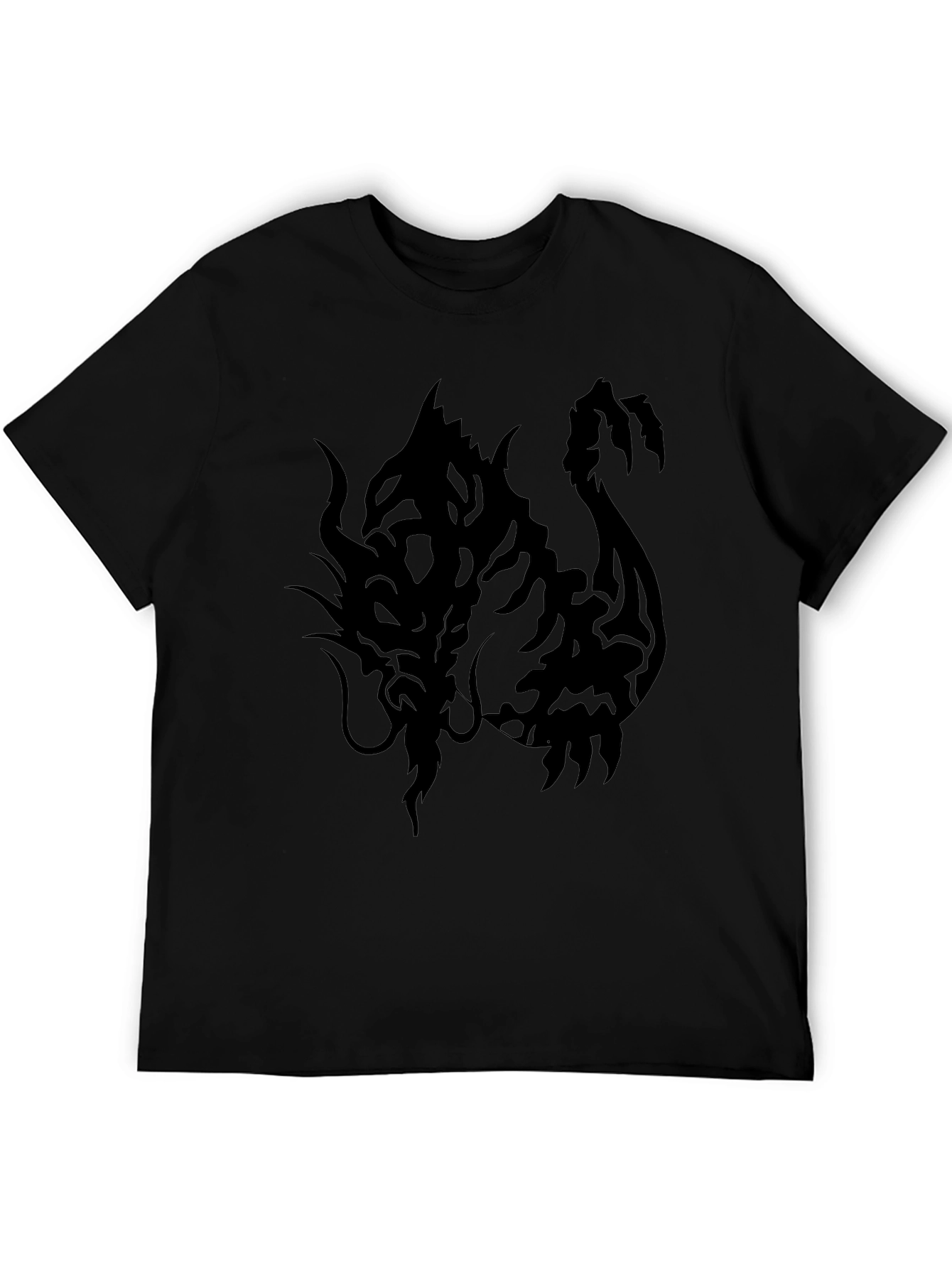 Black Dragon Graphic Black T-Shirt - Men's Casual Tee view 5