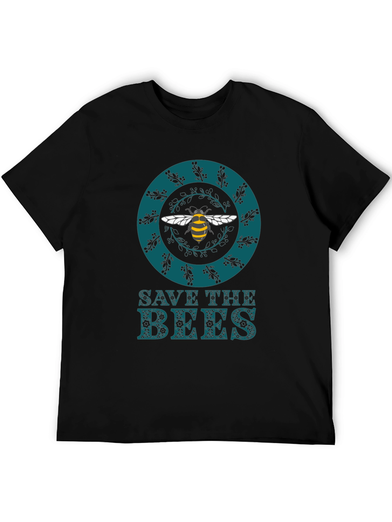 Black Save The Bees Graphic Tee - Black Cotton T-Shirt view 5