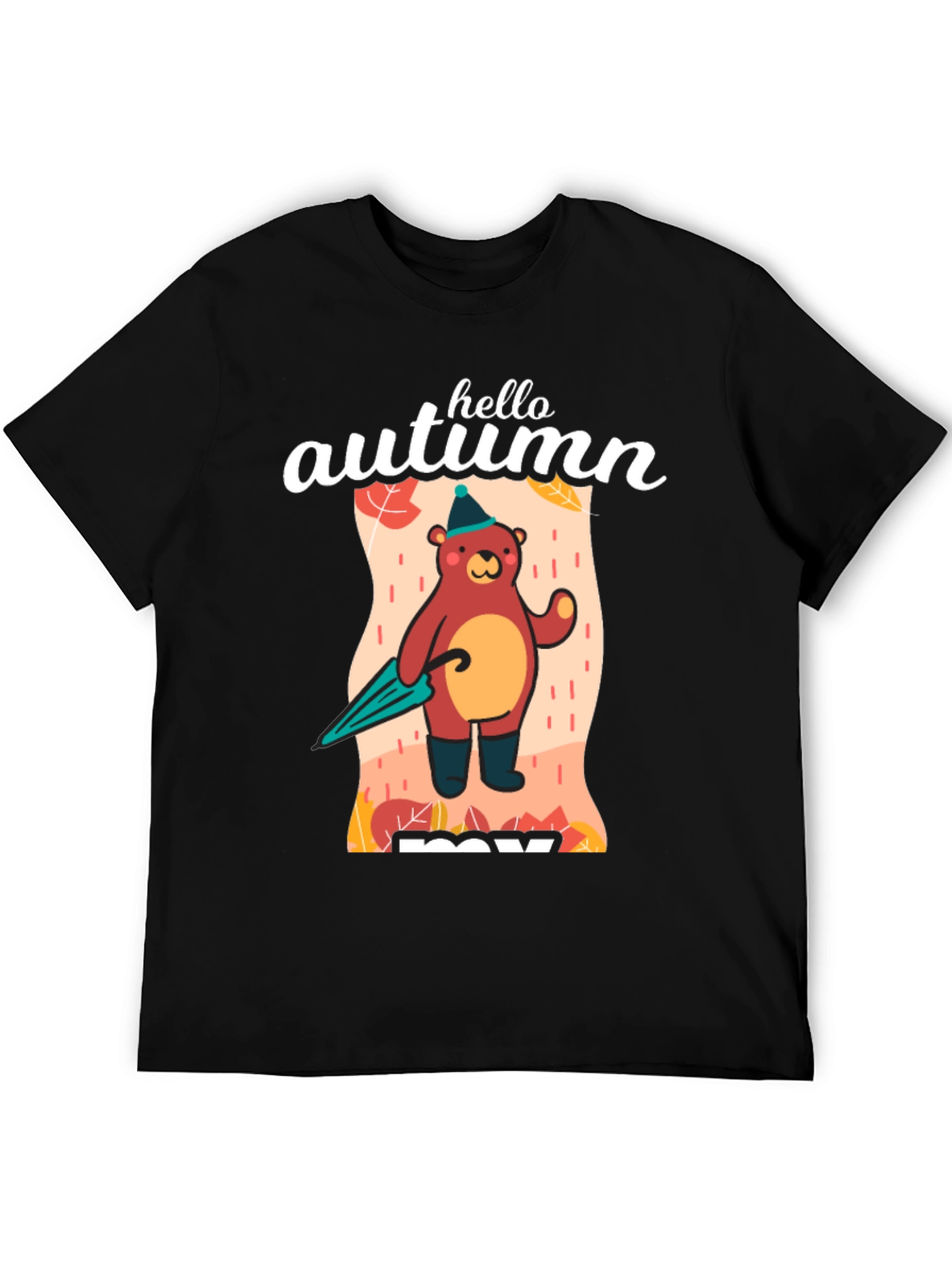 Black Hello Autumn Bear T-Shirt view 5