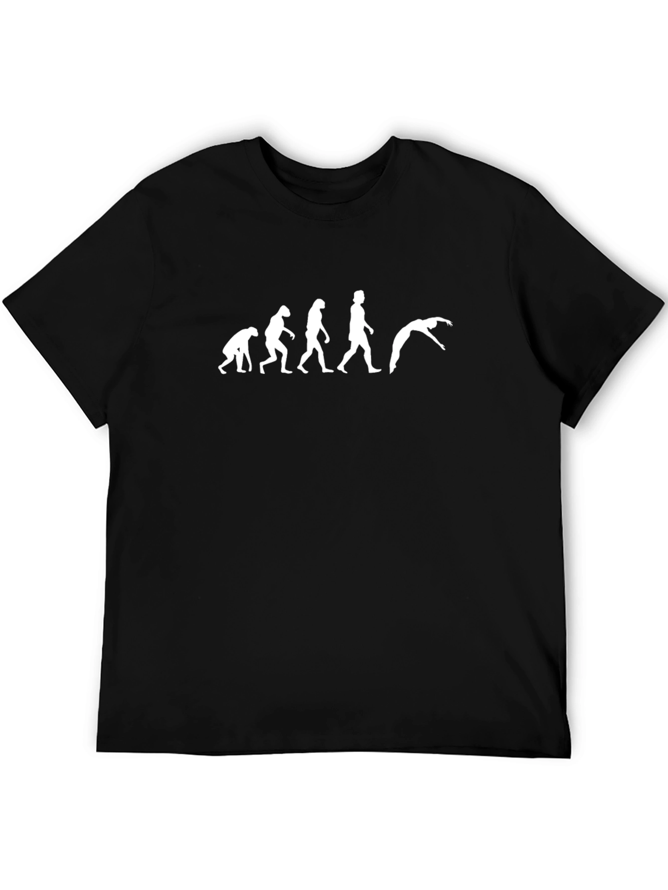 Black Evolution of Man to Gymnast Black T-Shirt view 5