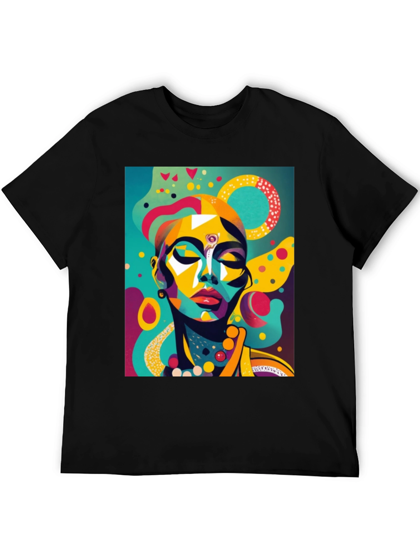 Black Abstract Art Print Tee - Modern Graphic T-Shirt view 5