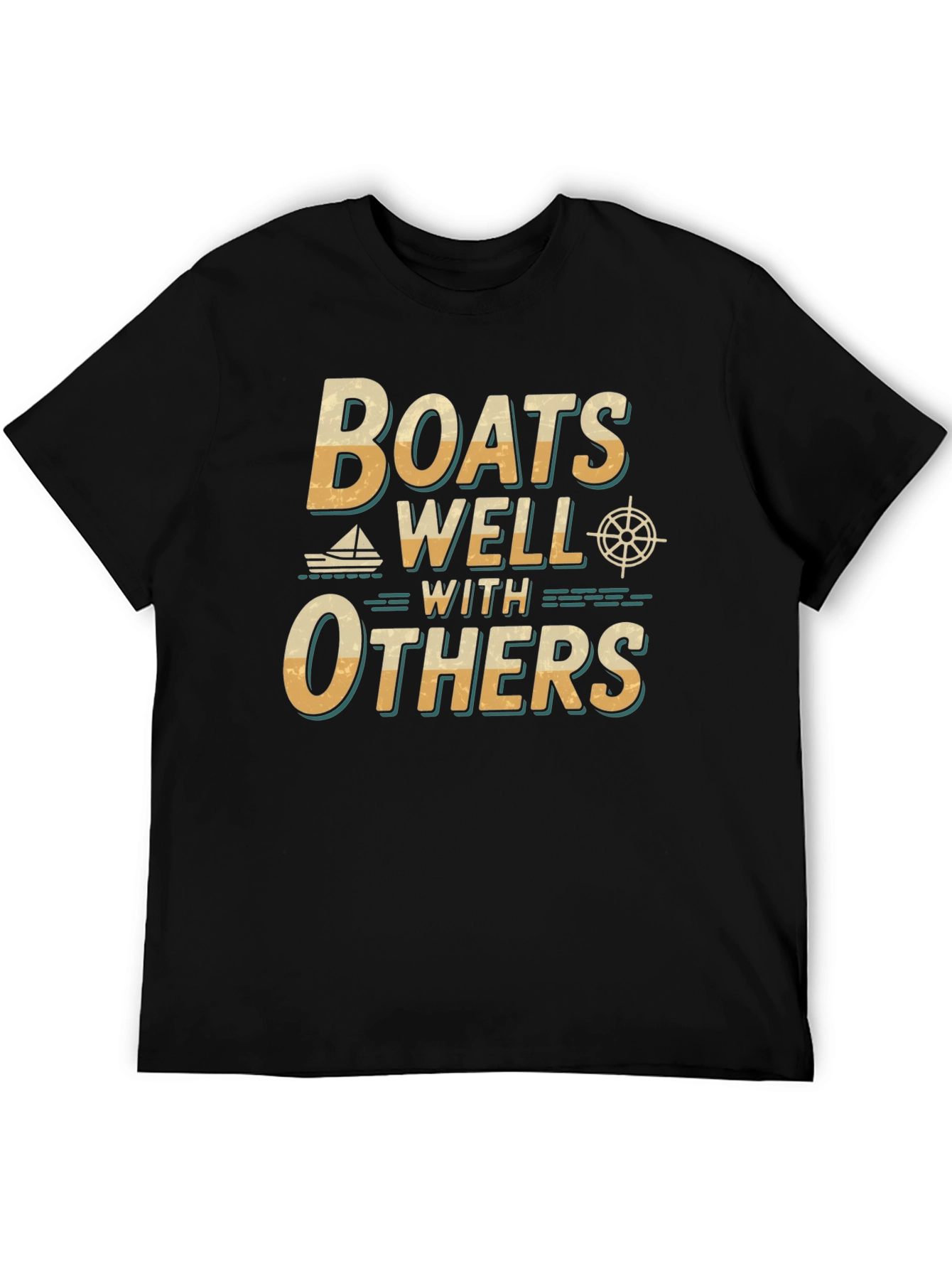 Black Boats Well With Others T-Shirt - Nautical Theme view 5