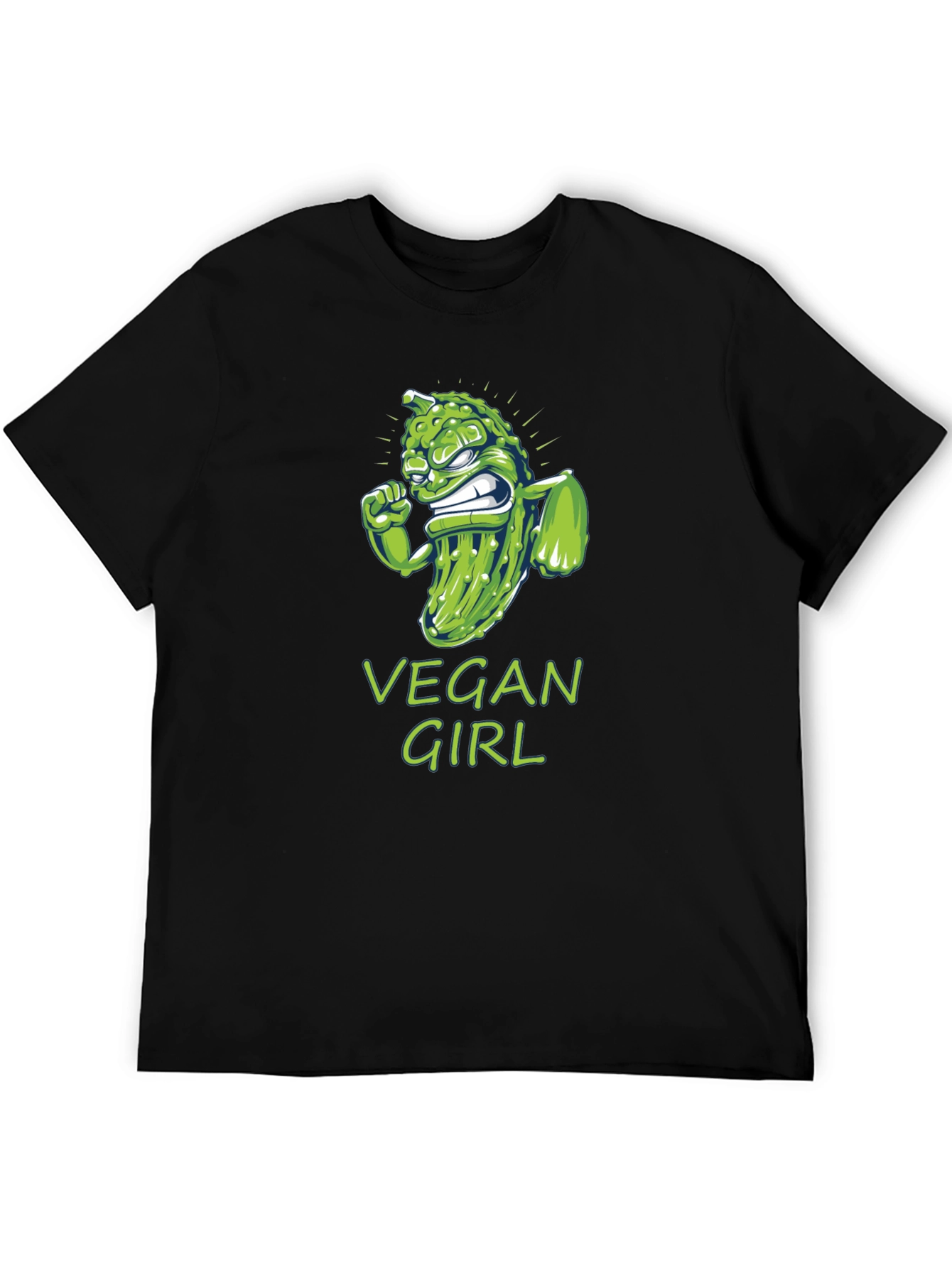 Black Vegan Girl T-Shirt Funny Pickle Design view 5