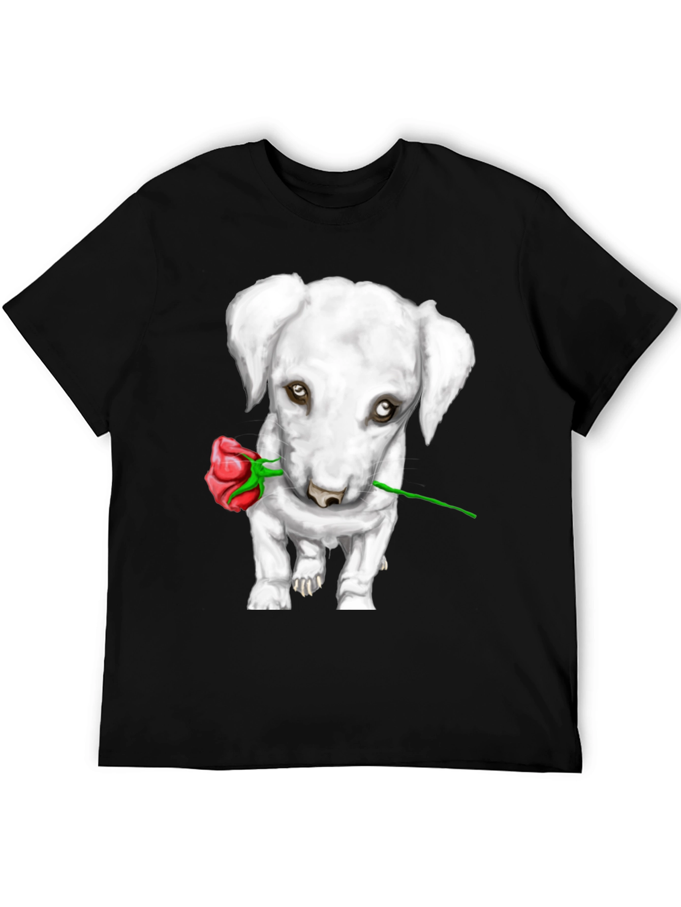 Black Dog with Rose Graphic Tee view 5