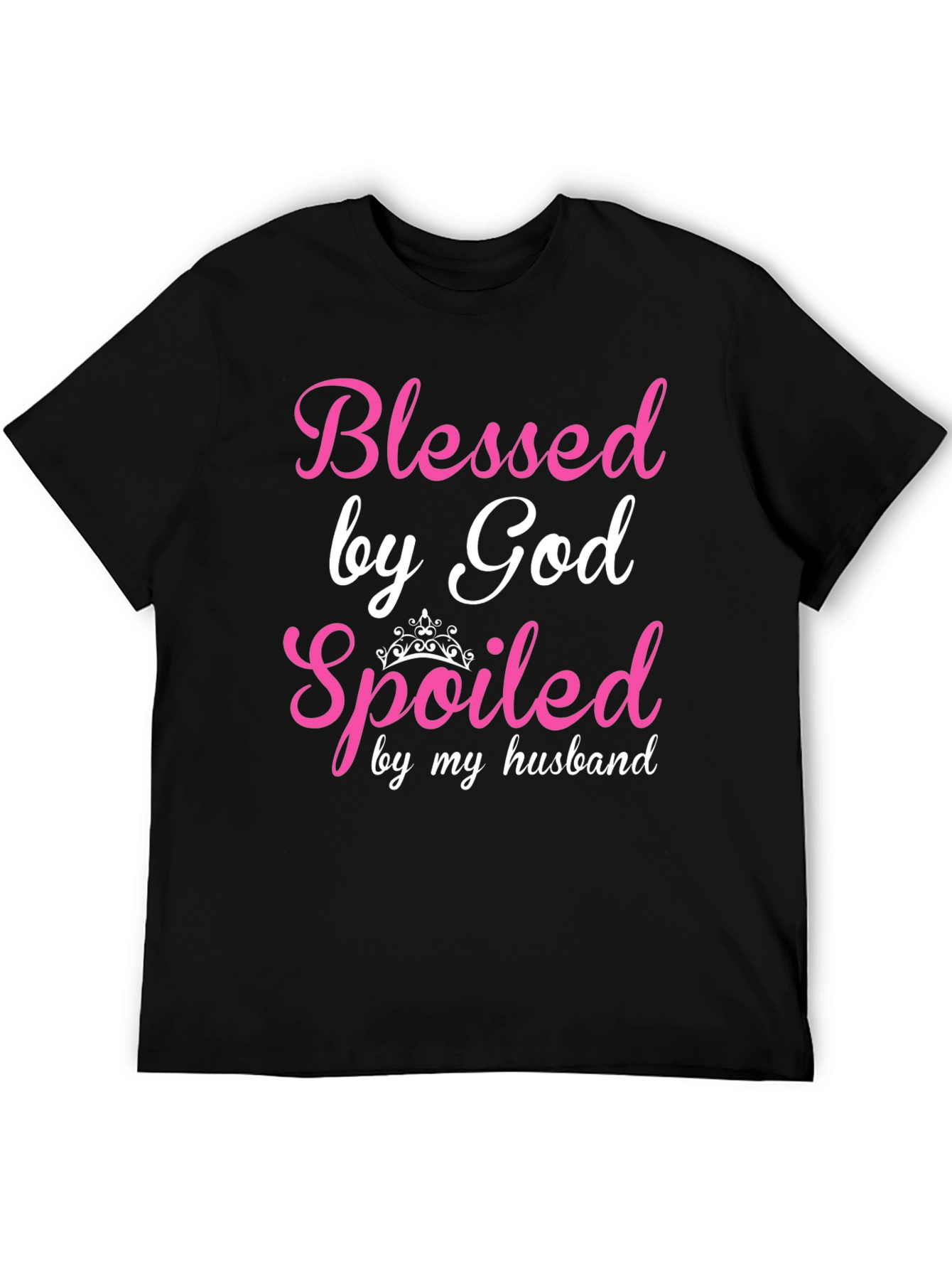 Black Blessed by God Spoiled by Husband T-Shirt view 5