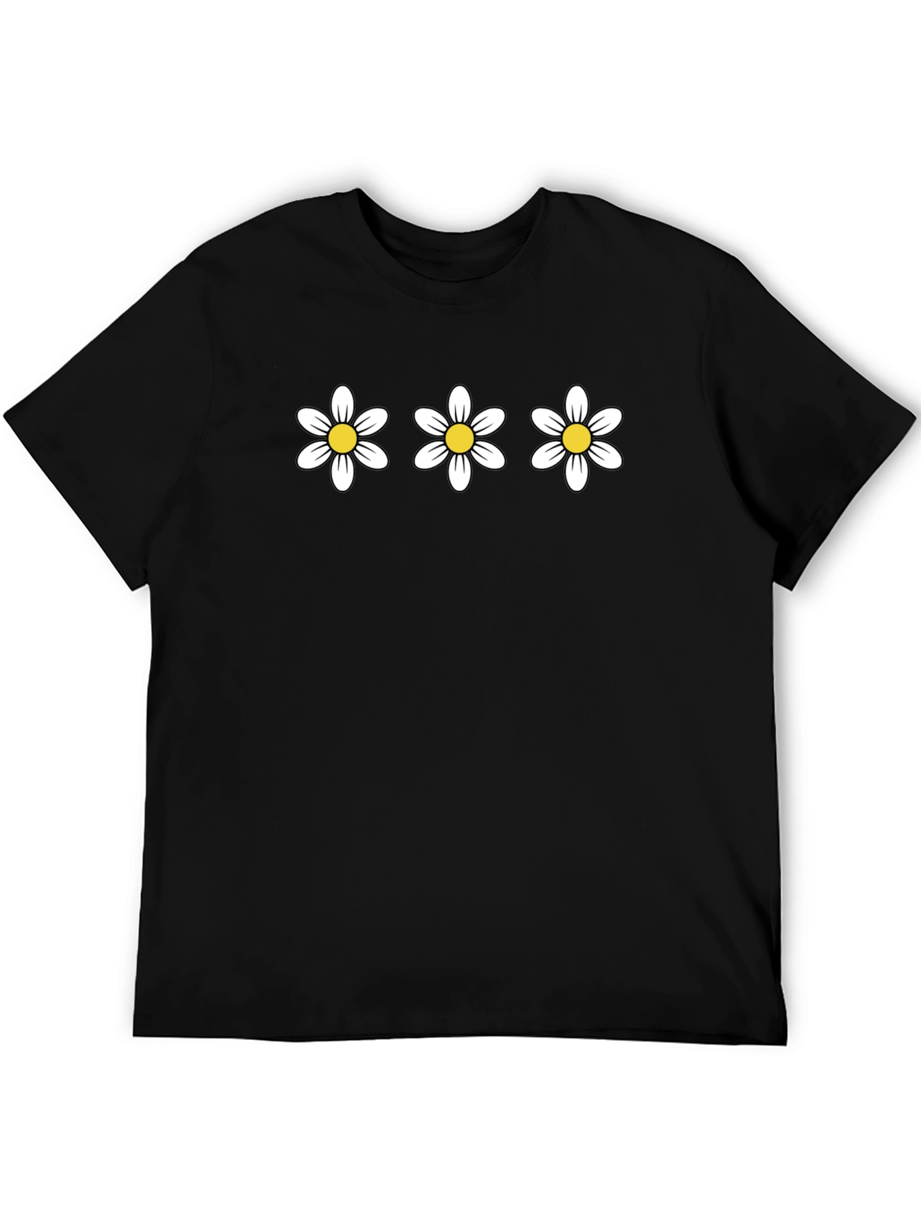 Black Daisy Trio Black T-Shirt - Classic Style view 5
