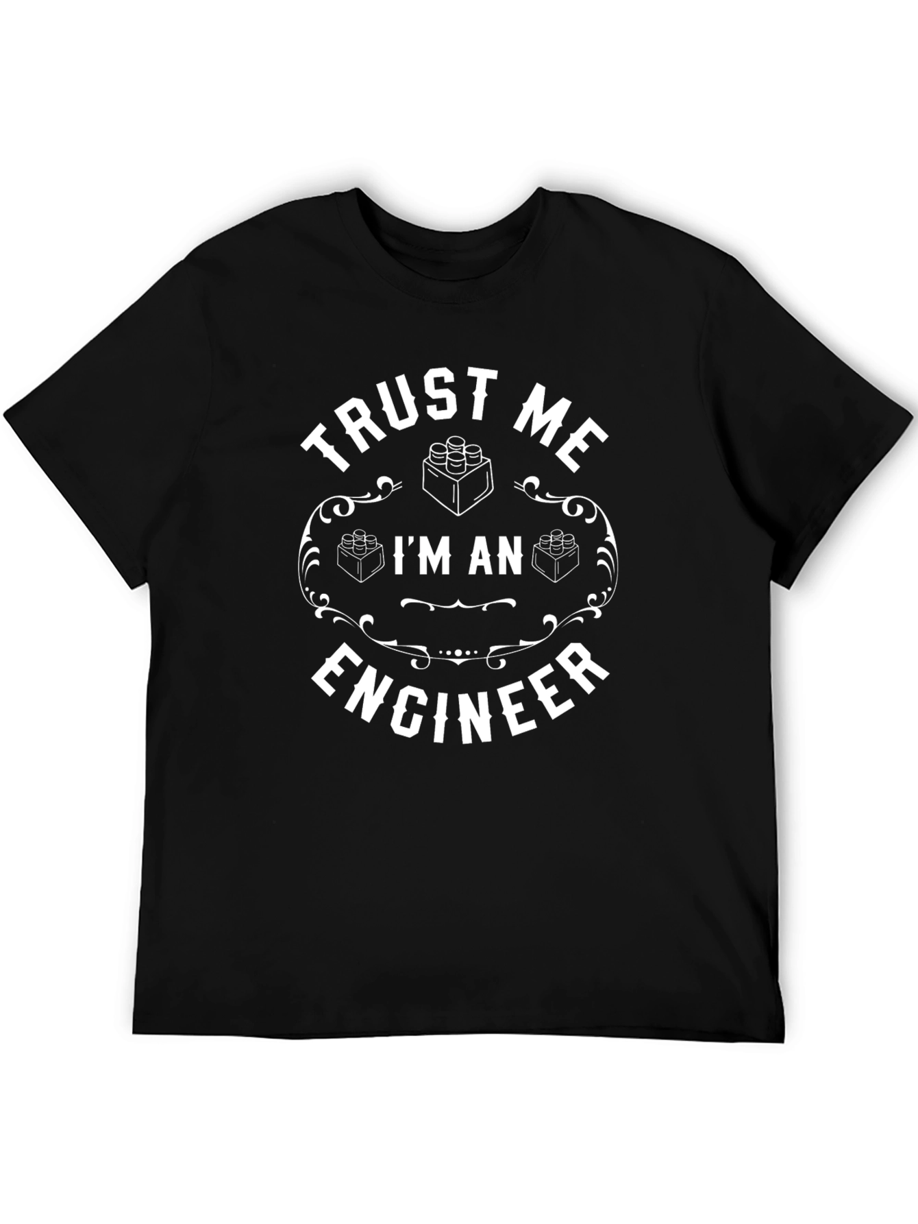 Black Trust Me I'm An Engineer T-Shirt - Funny Building Block Design view 5