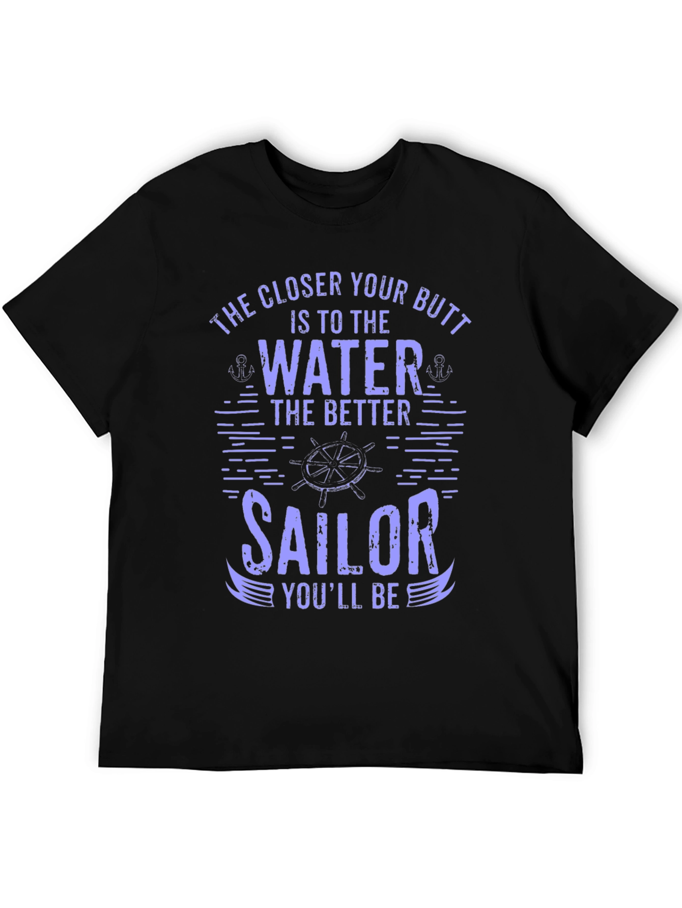 Black Funny Sailor T-Shirt - Butt Near Water view 5