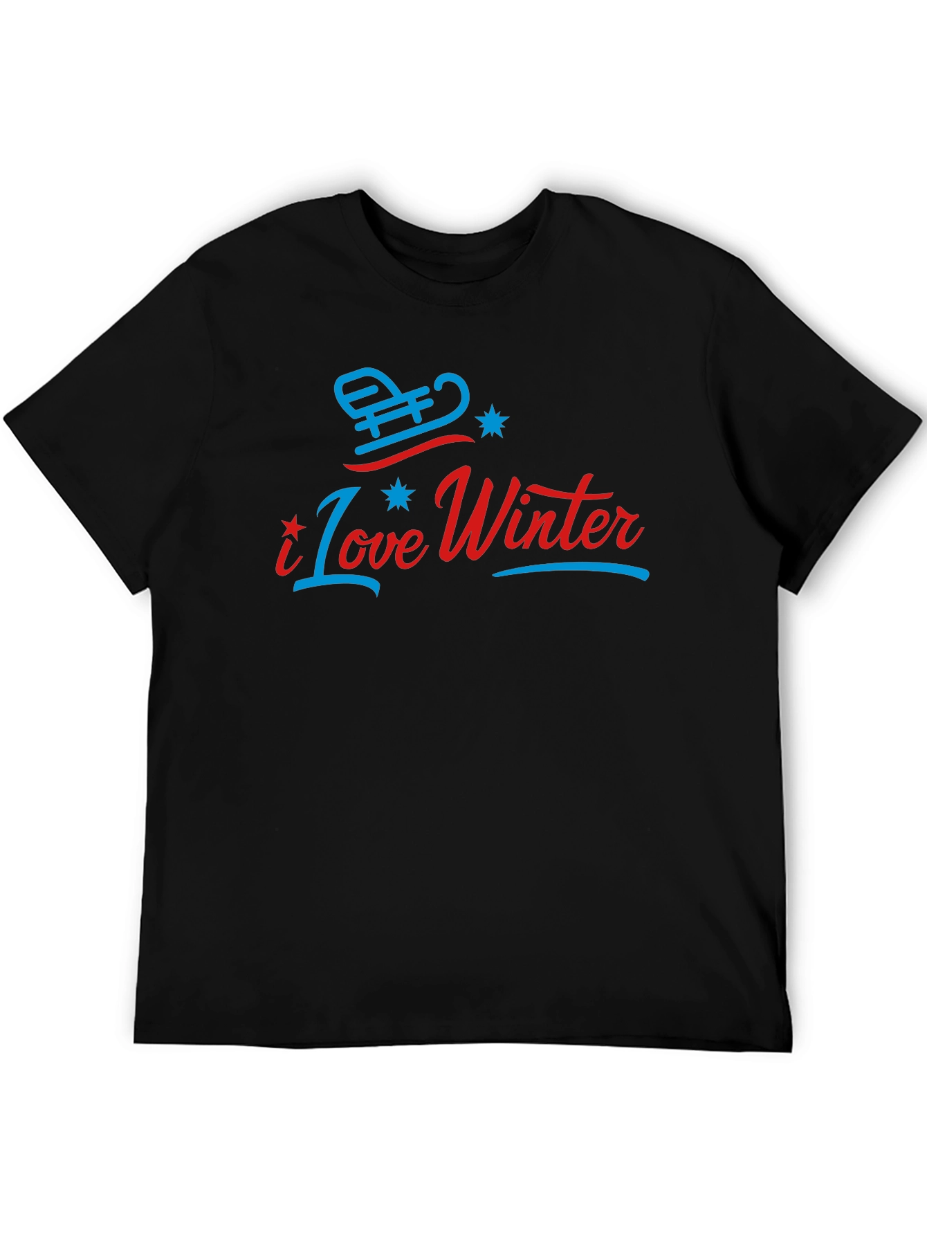 Black I Love Winter Graphic T-Shirt view 5