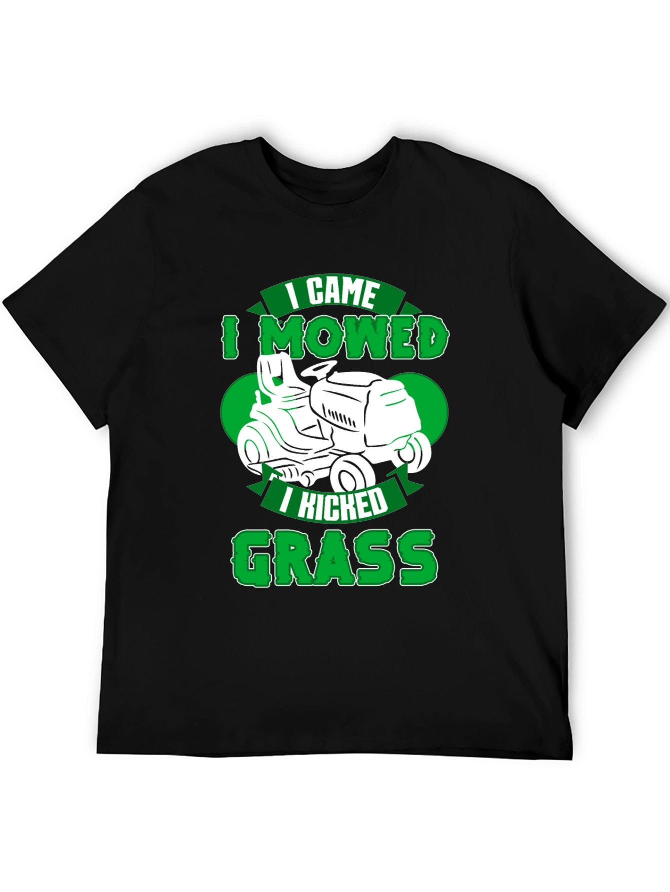 Black Funny Lawn Mowing T-Shirt - I Came, I Mowed, I Kicked Grass view 5