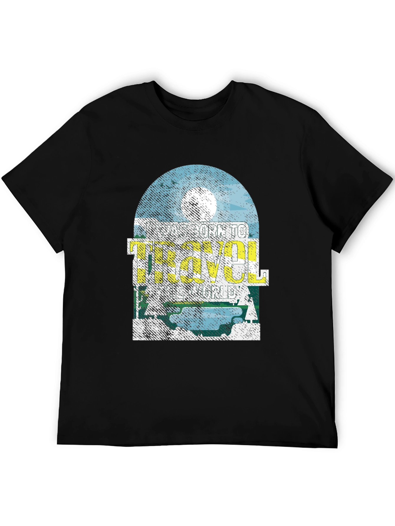 Black Born to Travel Worlds T-Shirt view 5