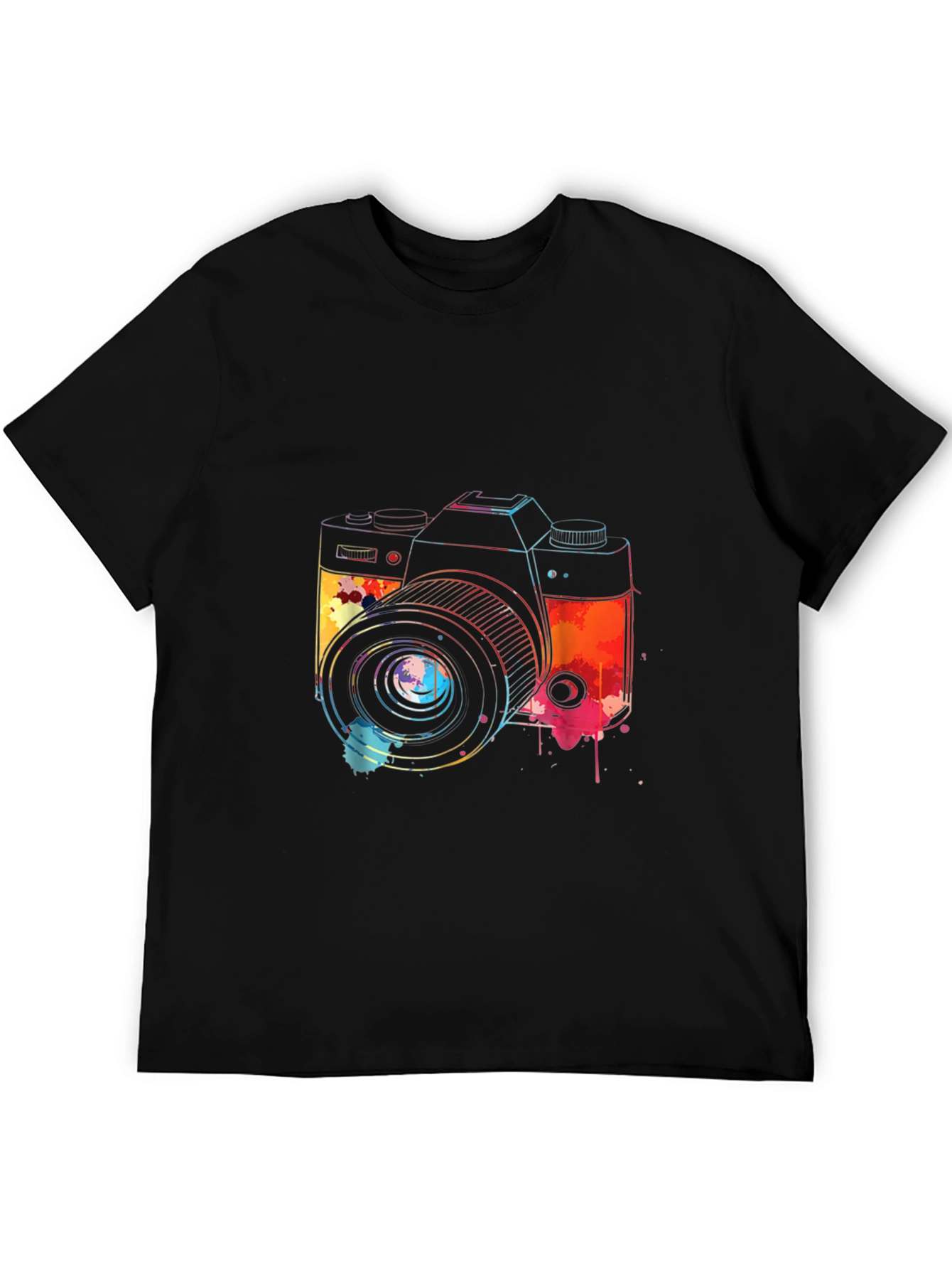 Black Watercolor Camera Graphic T-Shirt view 5