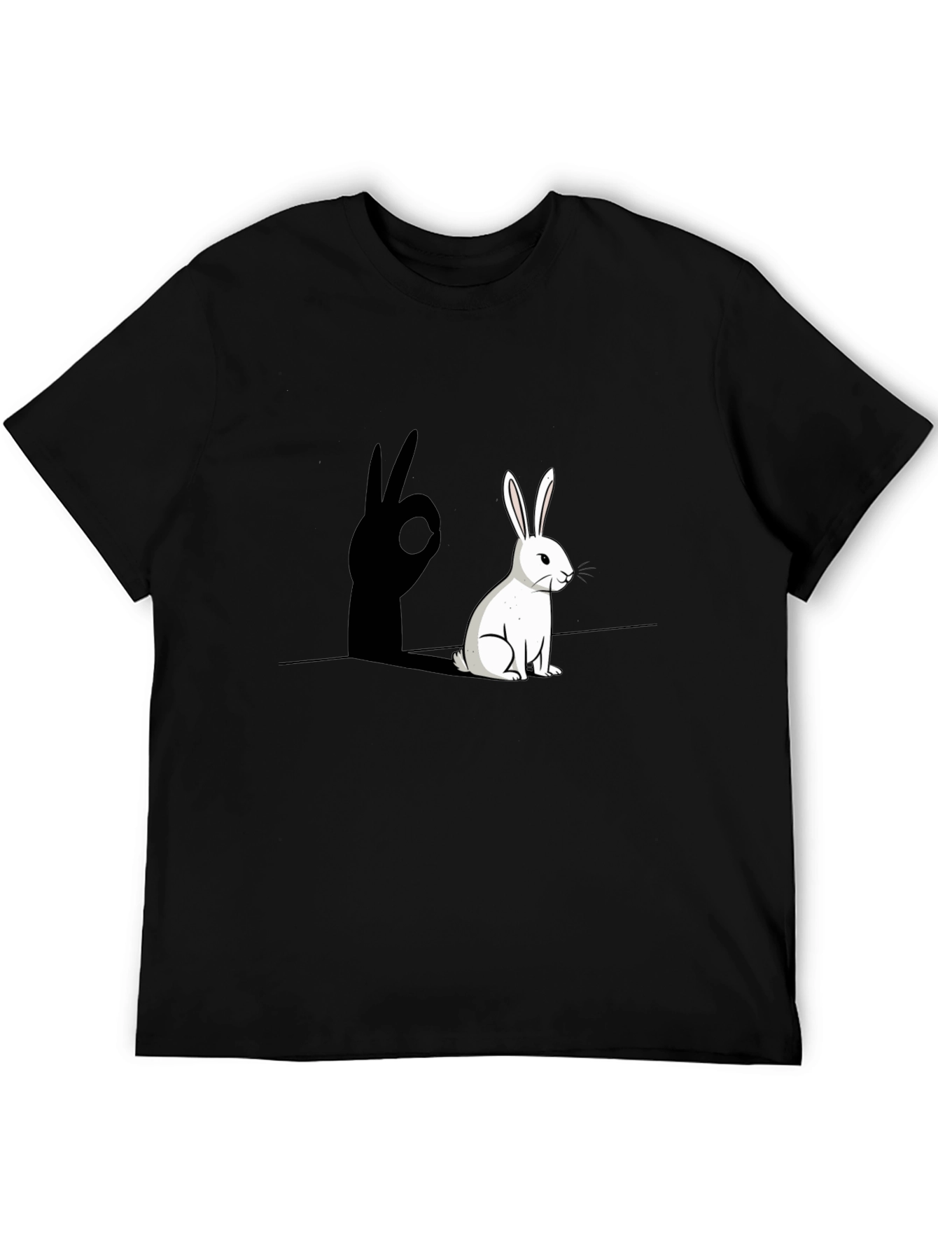 Black Rabbit Shadow Hand Sign Graphic Tee view 5