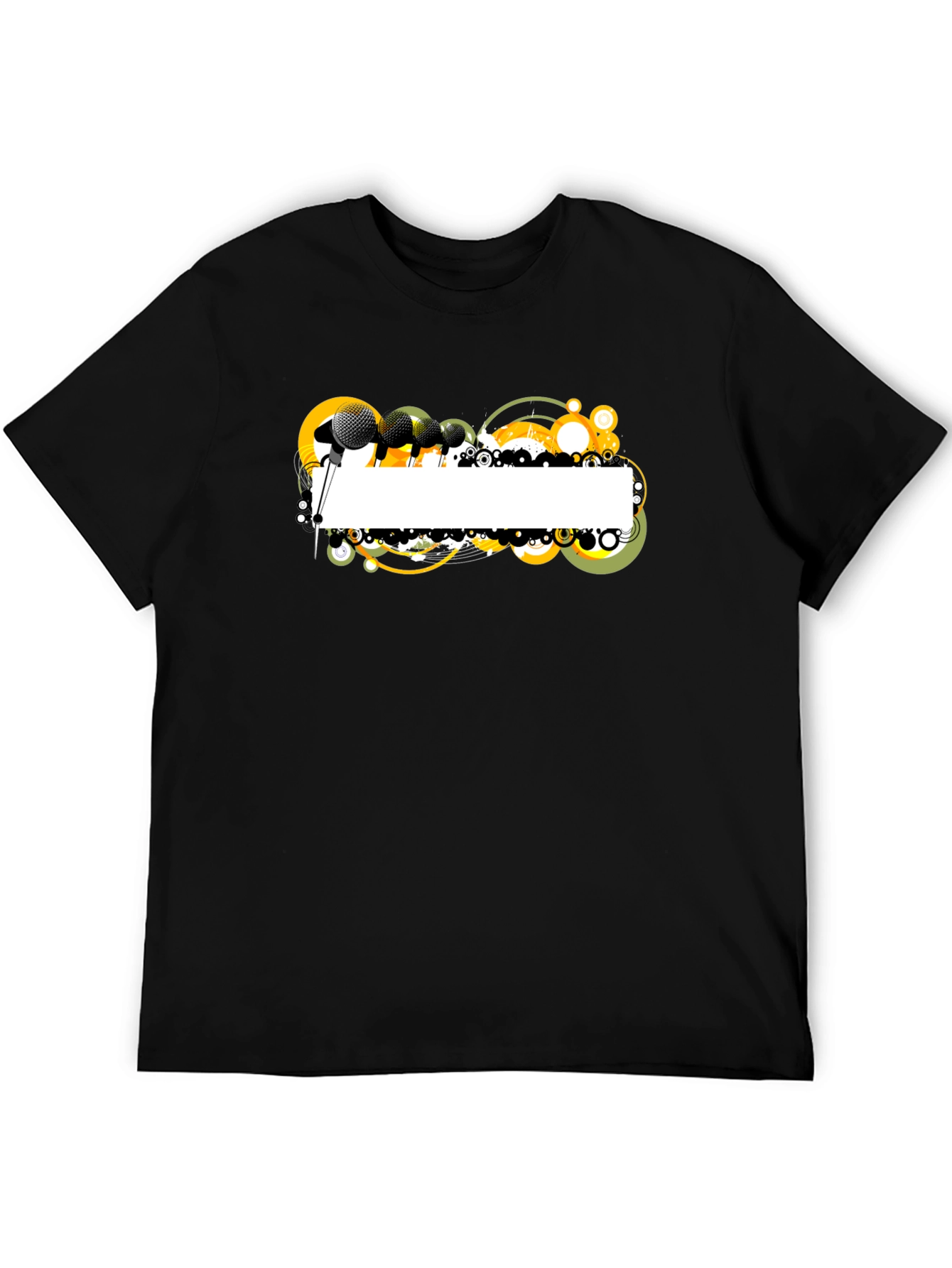 Black Black Graphic T-Shirt with Microphone Design view 5