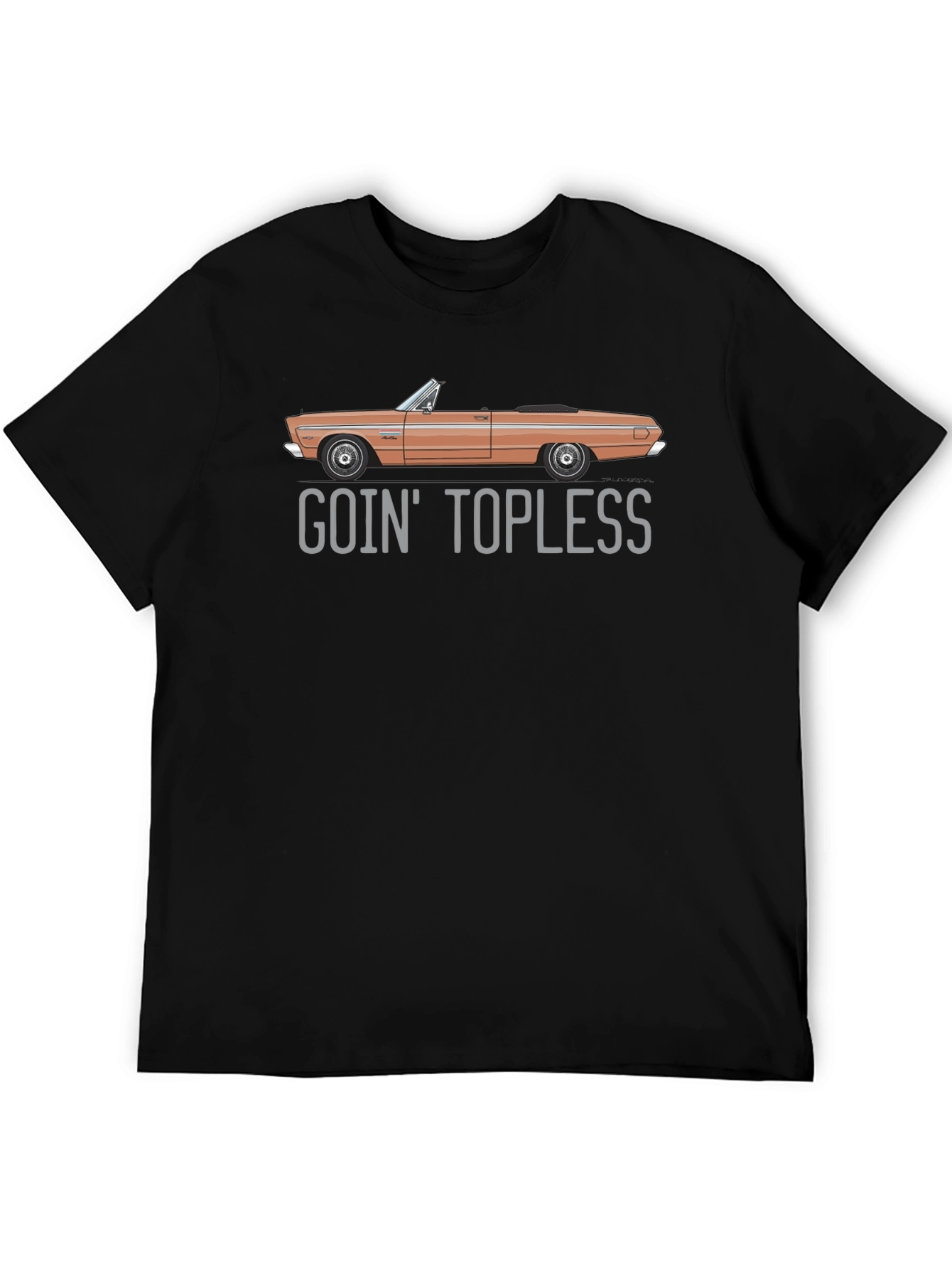 Black Goin' Topless Car Graphic Black T-Shirt view 5