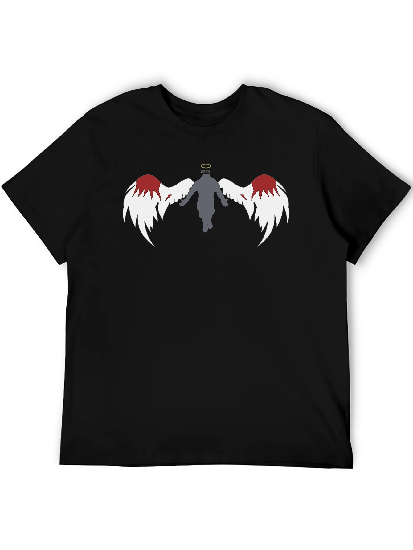 Black Angel Wings Graphic Print Black T-Shirt view 5