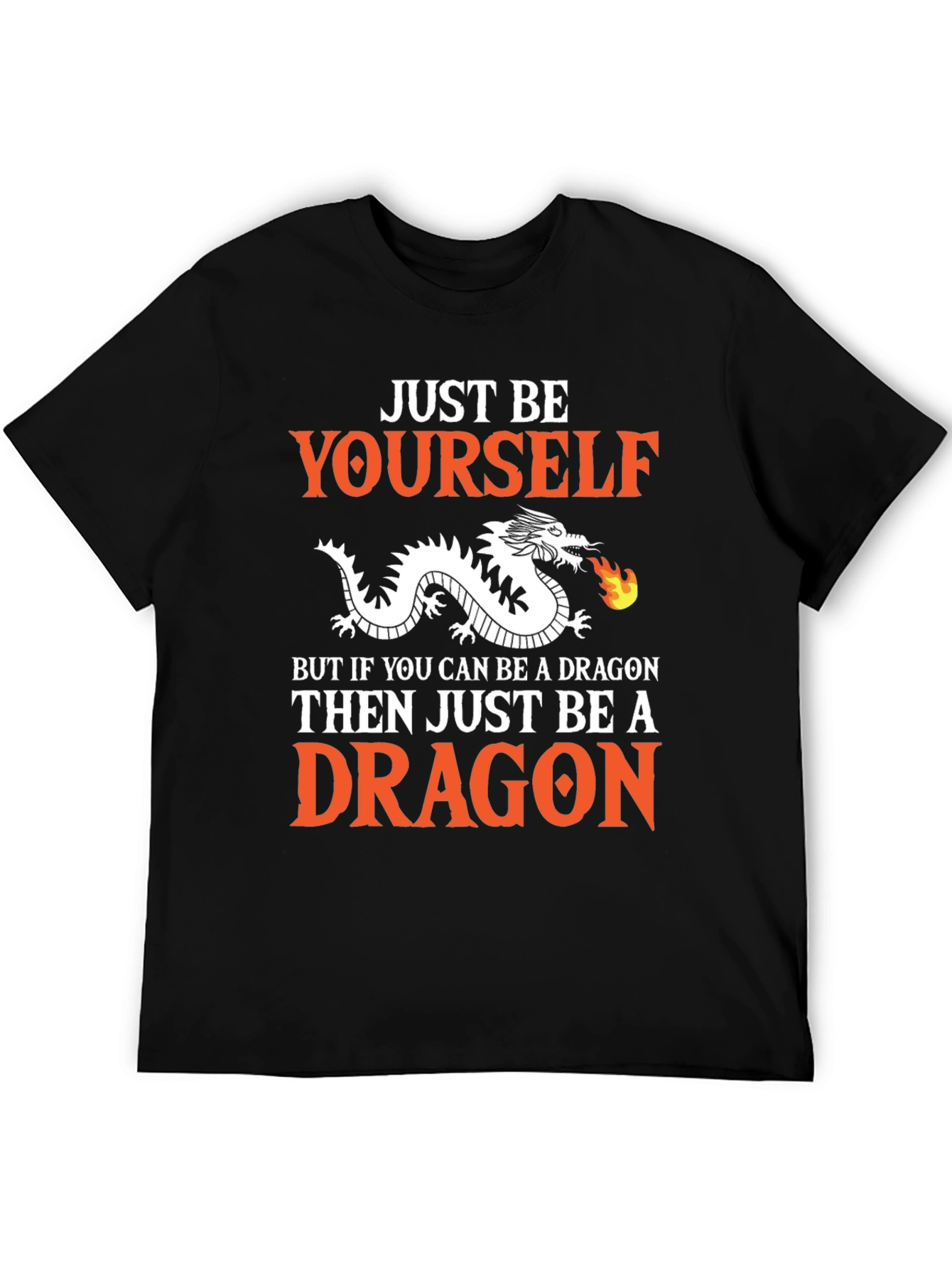 Black Just Be Yourself Dragon Graphic T-Shirt view 5