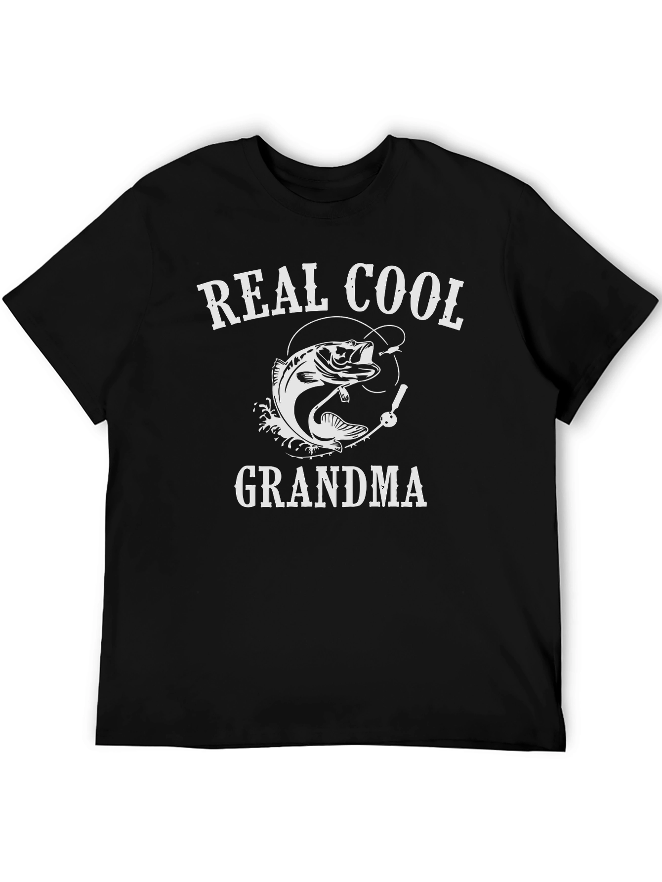 Black Real Cool Grandma Fishing T-Shirt view 5