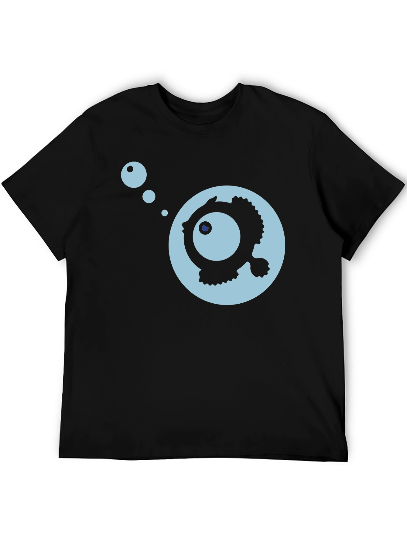 Black Cartoon Fish Graphic Black T-Shirt view 5