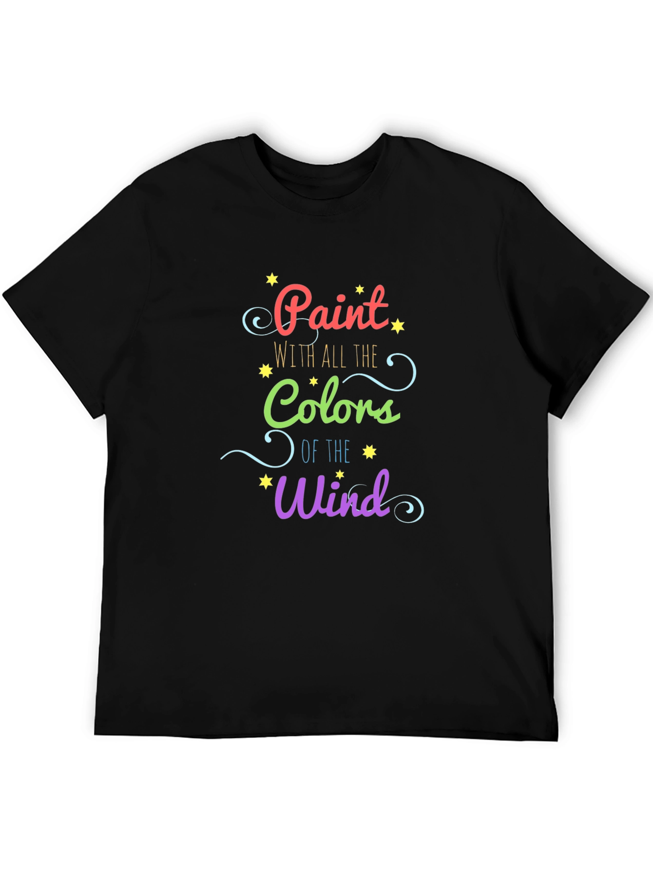 Black Paint with All the Colors of the Wind Graphic Tee view 5