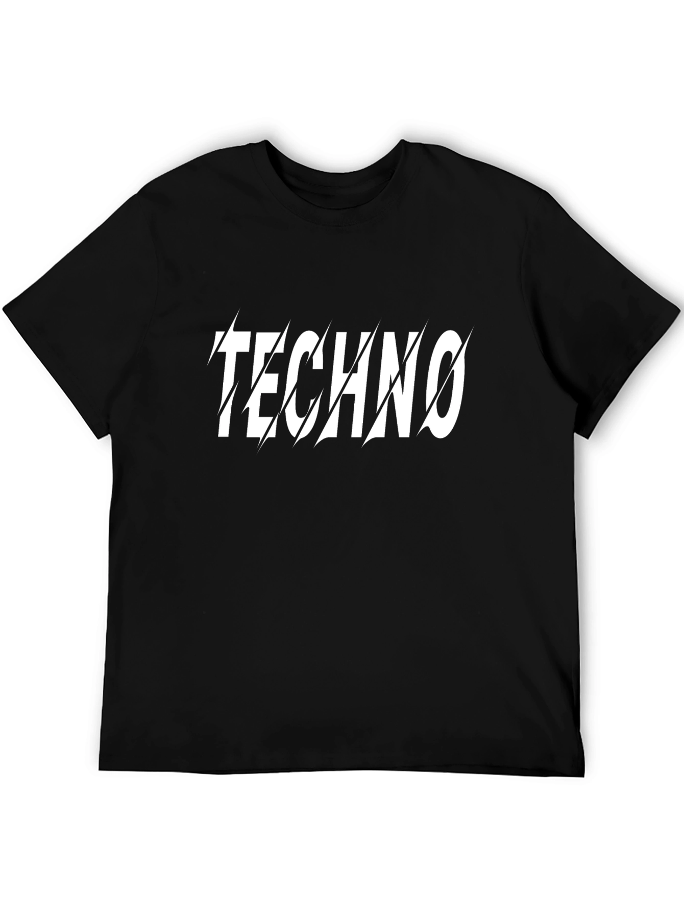 Black Techno Graphic Tee - Black Short Sleeve Crew Neck T-Shirt view 5