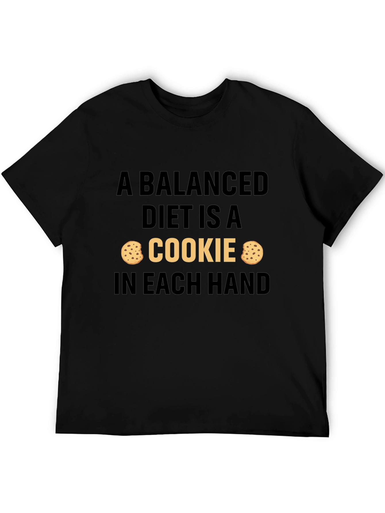 Black Balanced Diet Cookie T-Shirt: Funny Foodie Tee view 5