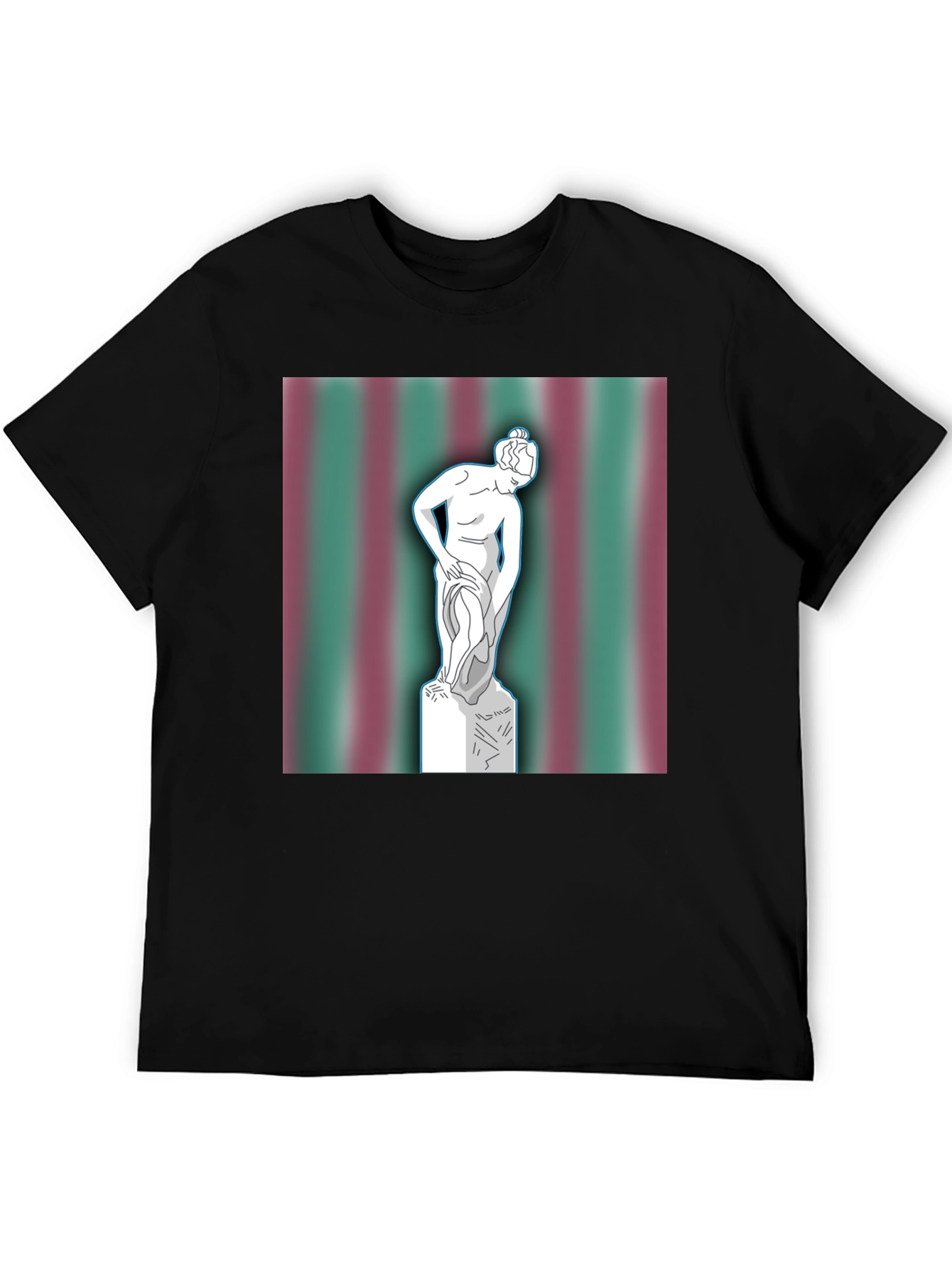 Black Statue Graphic Tee - Classic Art on Black Cotton T-Shirt view 5