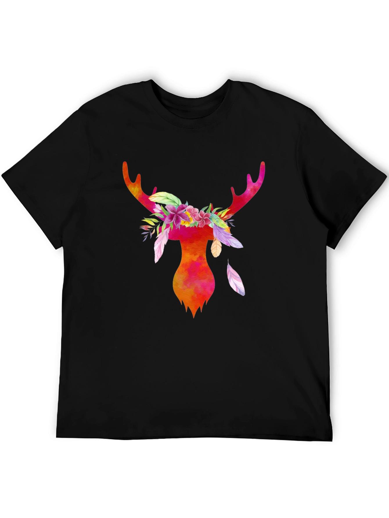 Black Watercolor Deer Antler Graphic T-Shirt view 5