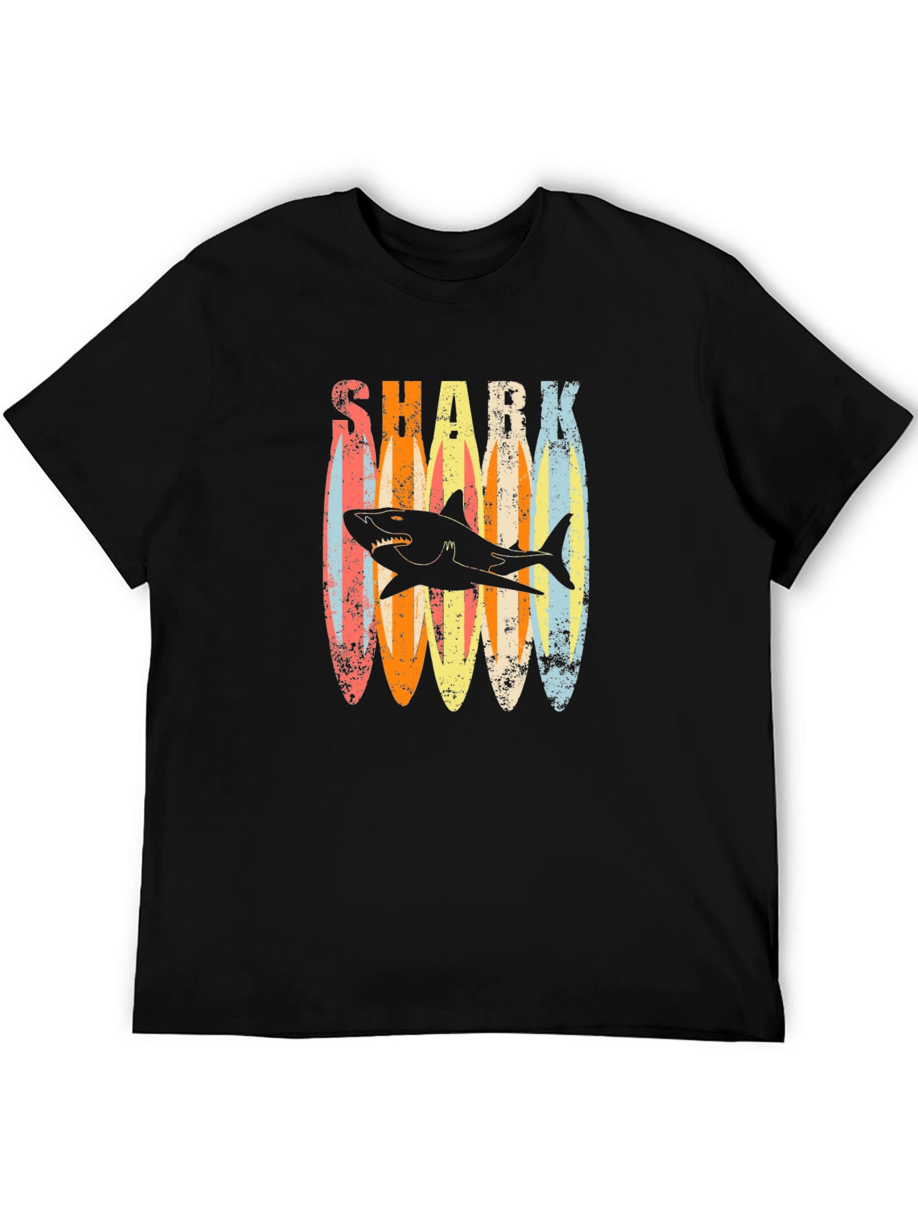 Retro Shark Surfboard T-Shirt - Casual Graphic Tee - 5