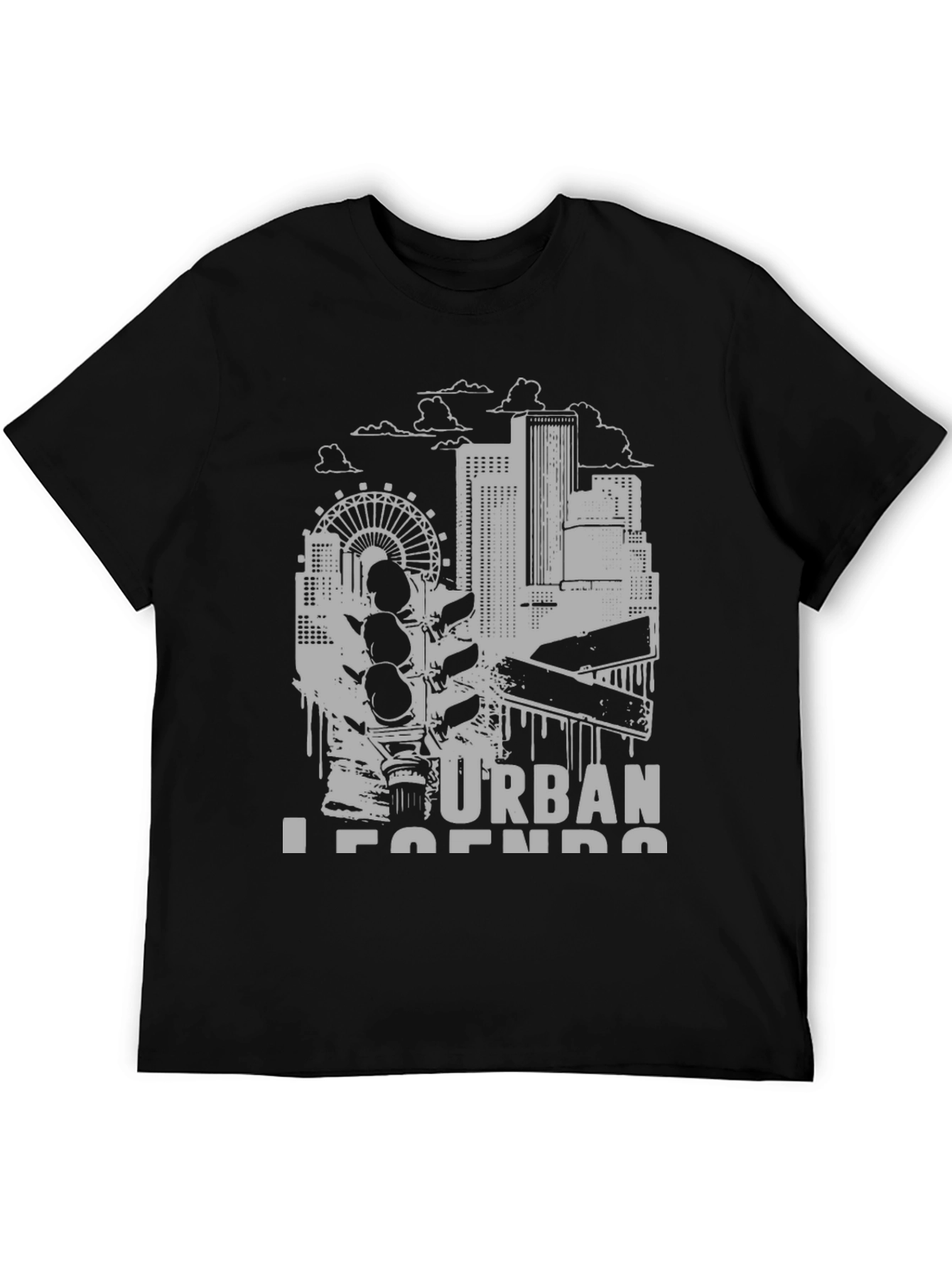Black Urban Legends Graphic Print T-Shirt - Black view 5