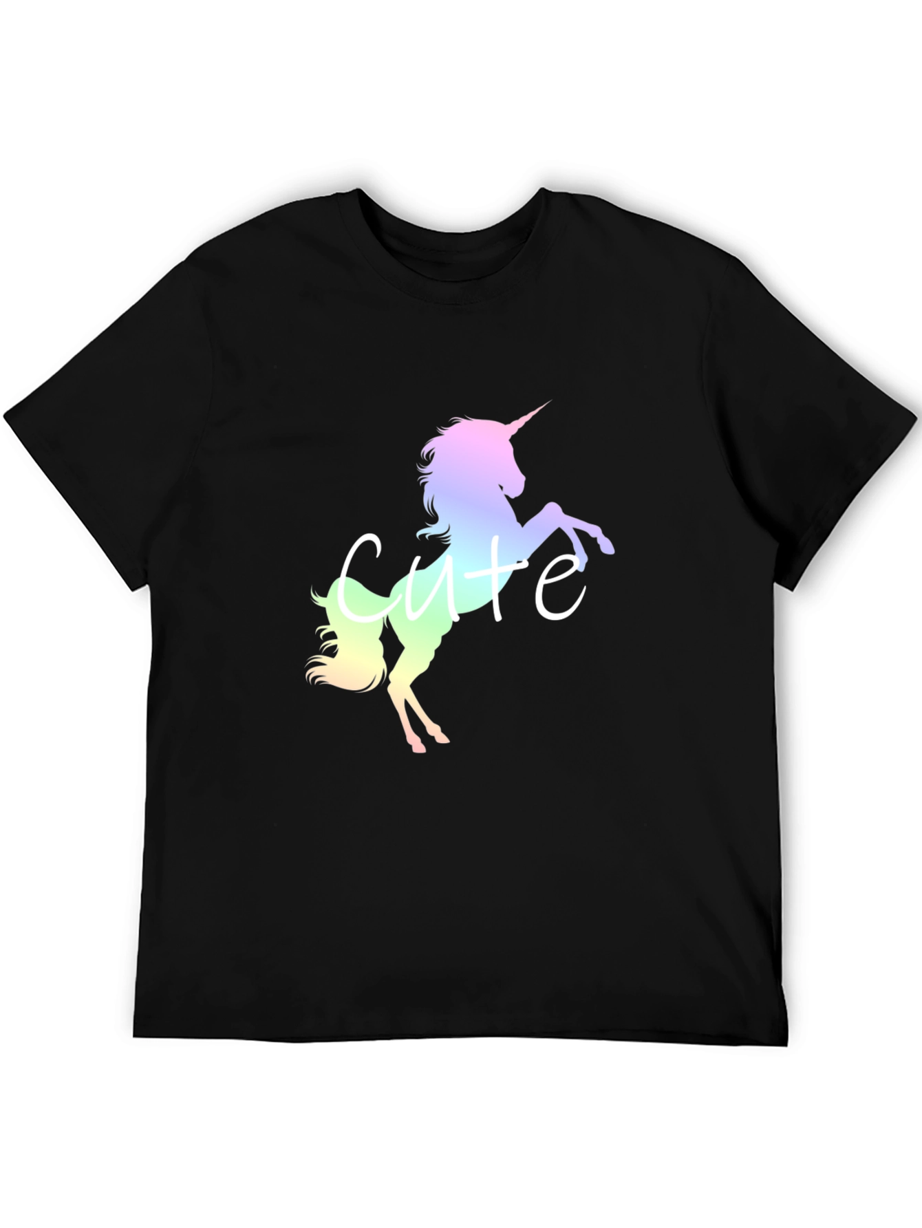 Black Cute Unicorn Graphic Tee - Black Cotton Blend Shirt view 5