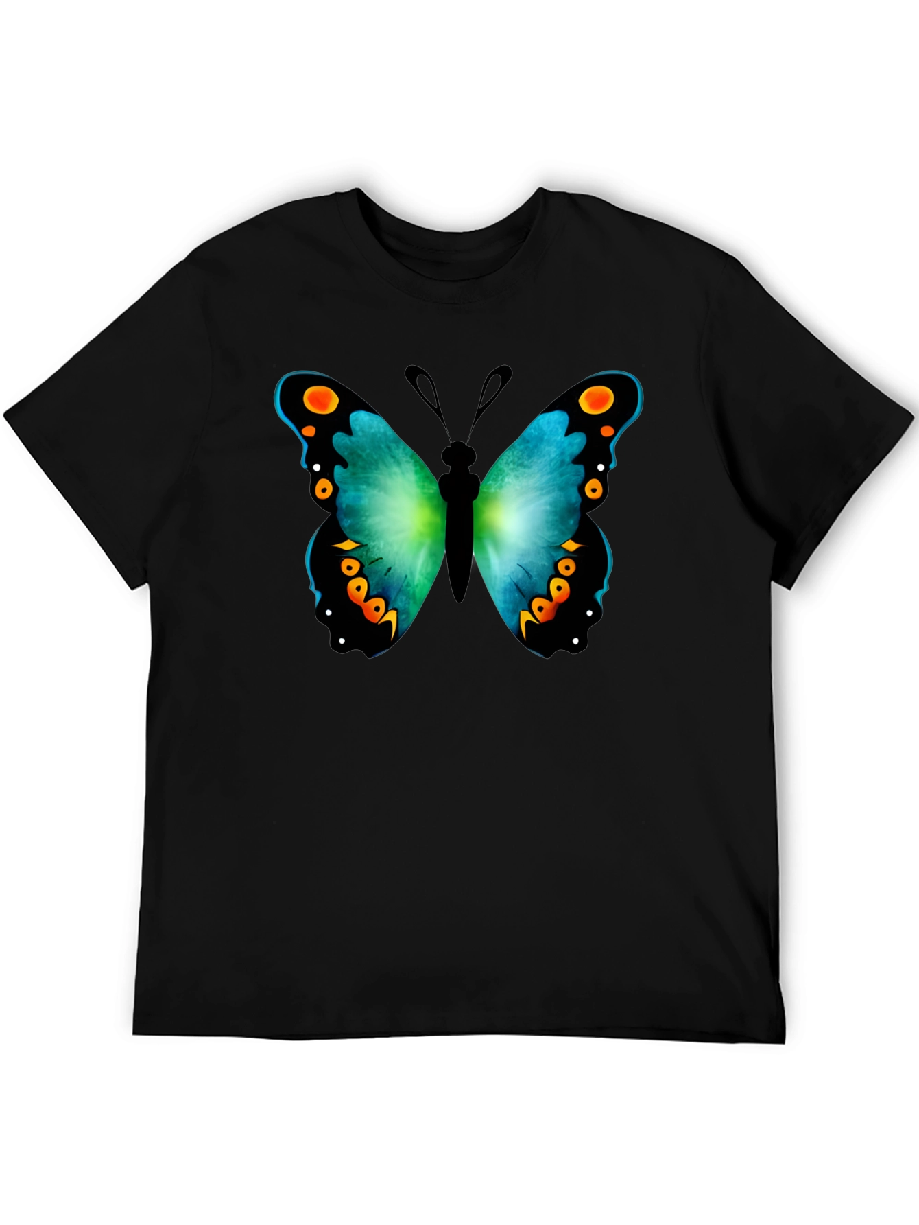 Black Butterfly Graphic Print Crew Neck T-Shirt view 5
