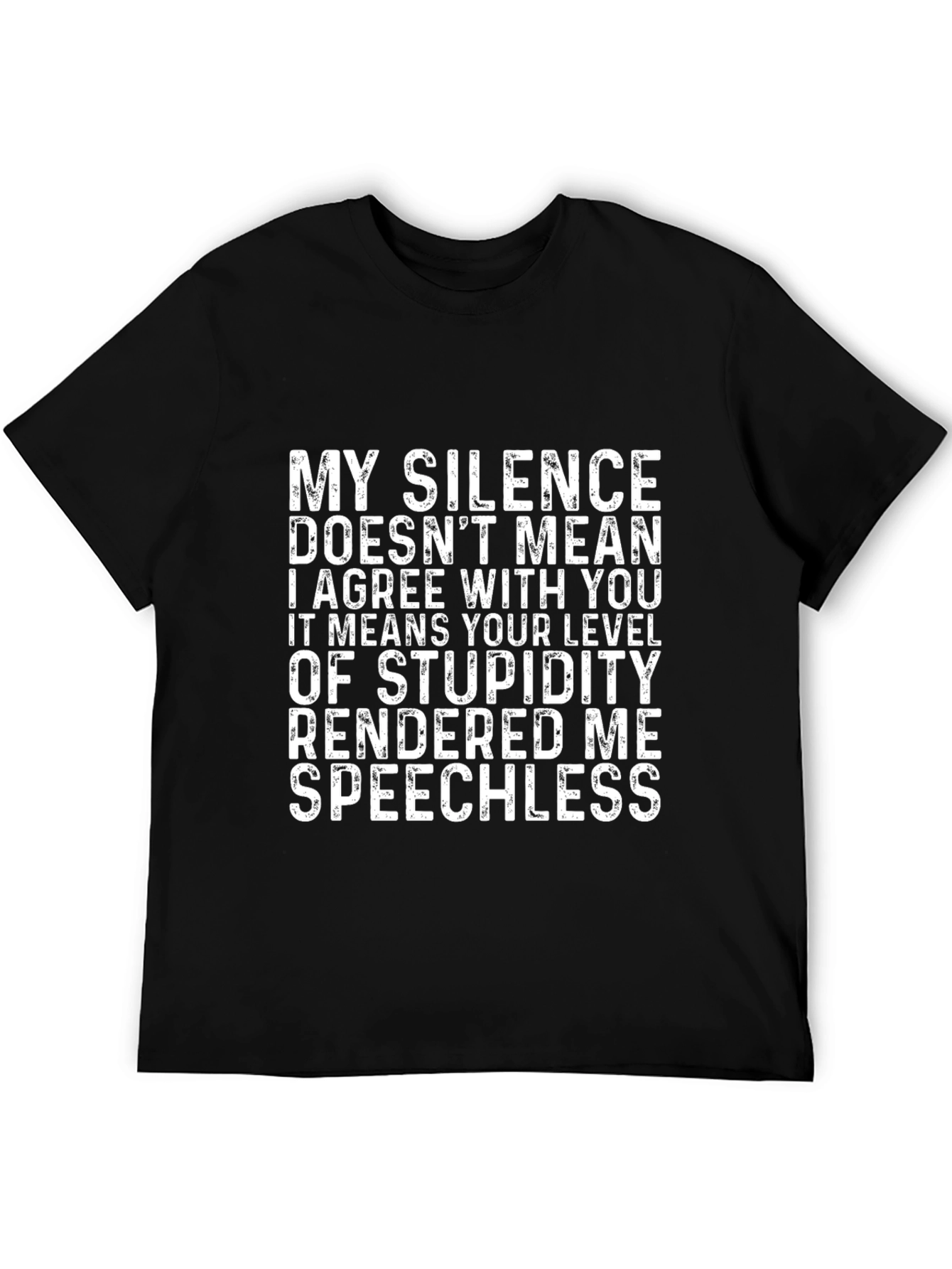 Black Funny Silence Speechless Novelty Graphic T-Shirt view 5