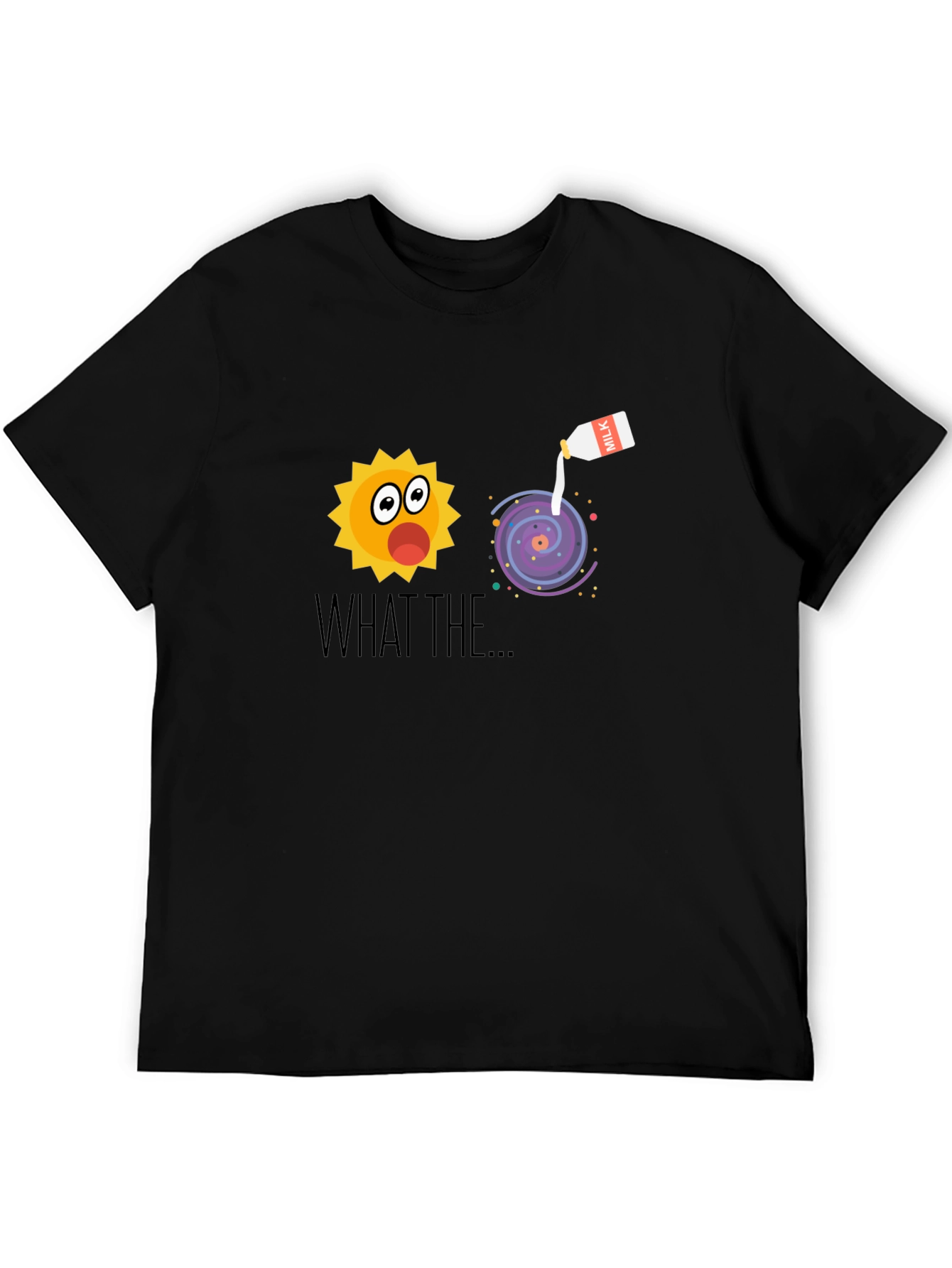 Black Funny Galaxy Milk Graphic T-Shirt view 5