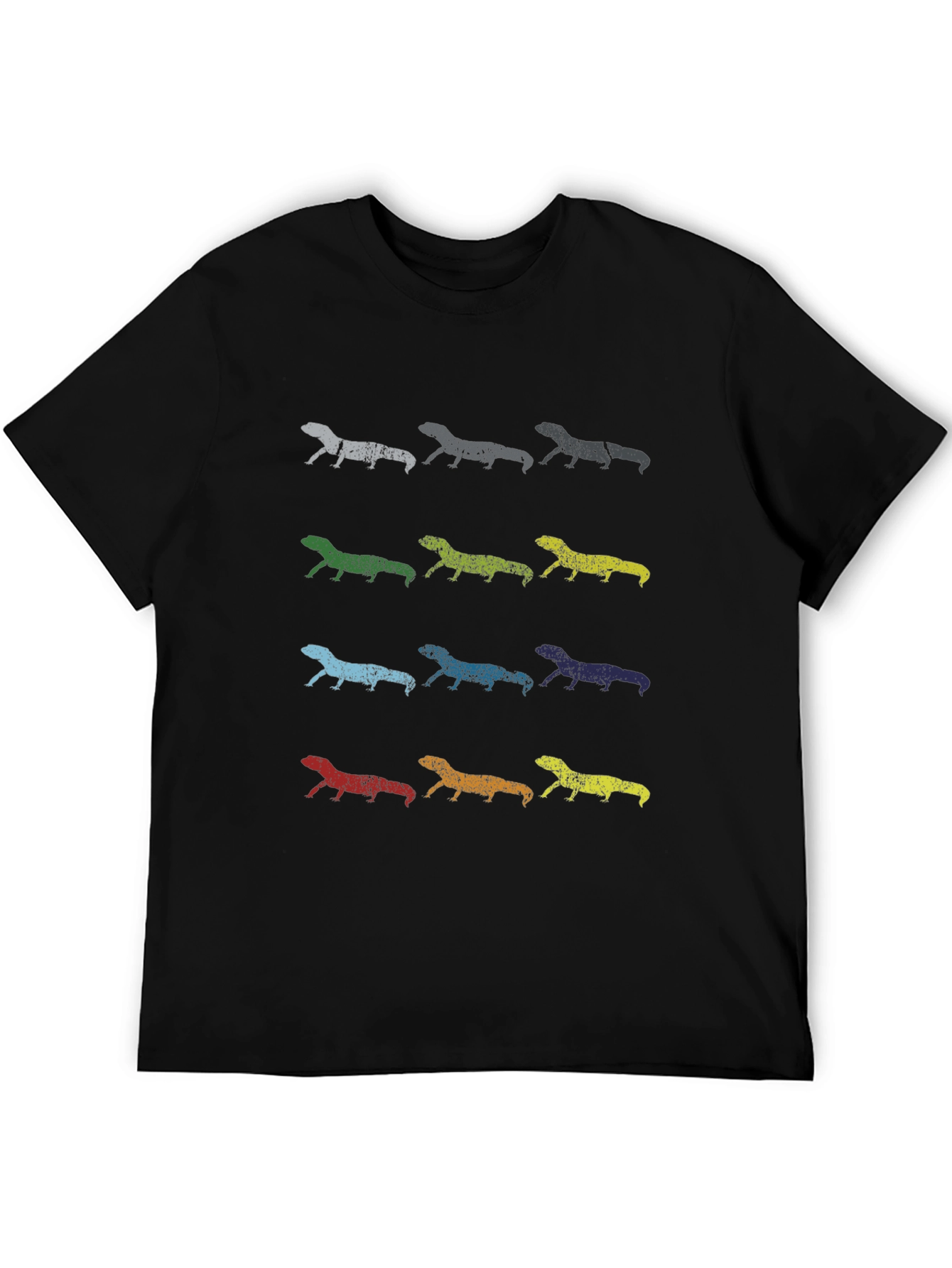 Black Men's Graphic Tee - Lizard Pop Art Print view 5
