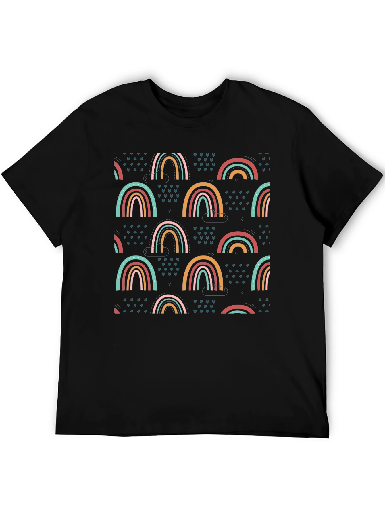 Black Rainbow Pattern Black T-Shirt view 5