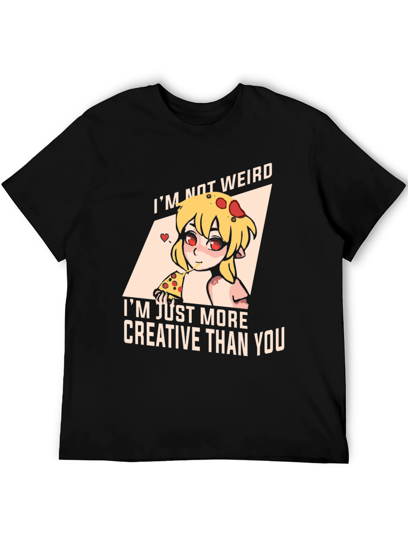 Black Creative Weirdo Pizza Lover Tee view 5
